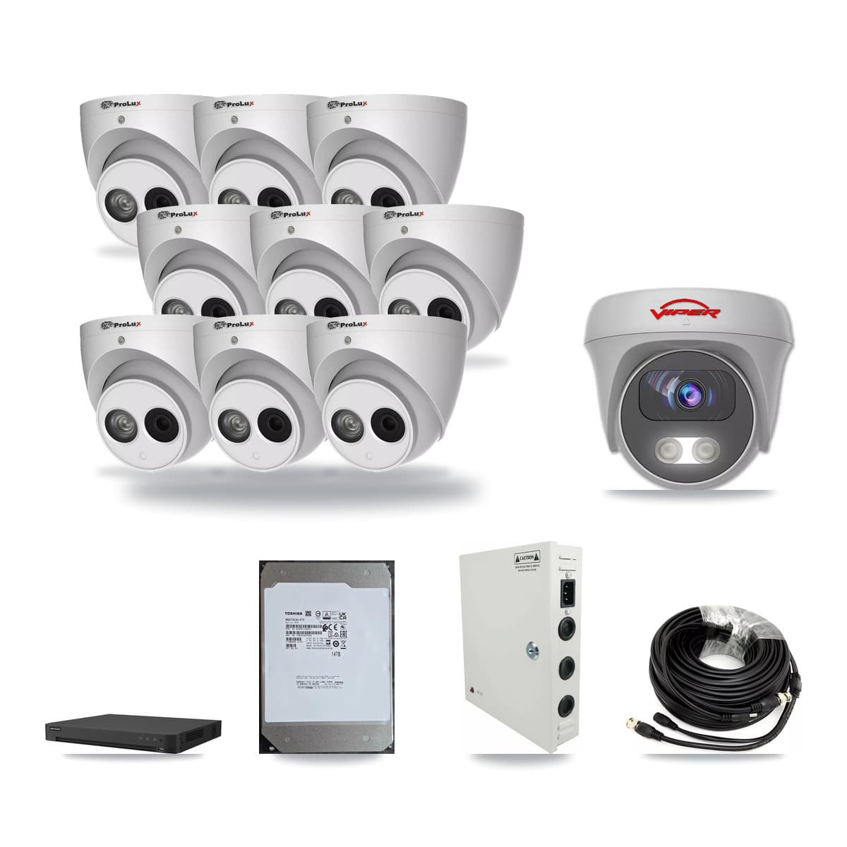 16-Channel 4MP – 5MP CCTV Kit — 9 4MP Turret + 1 5MP Cameras + 14TB Recording - Image 1