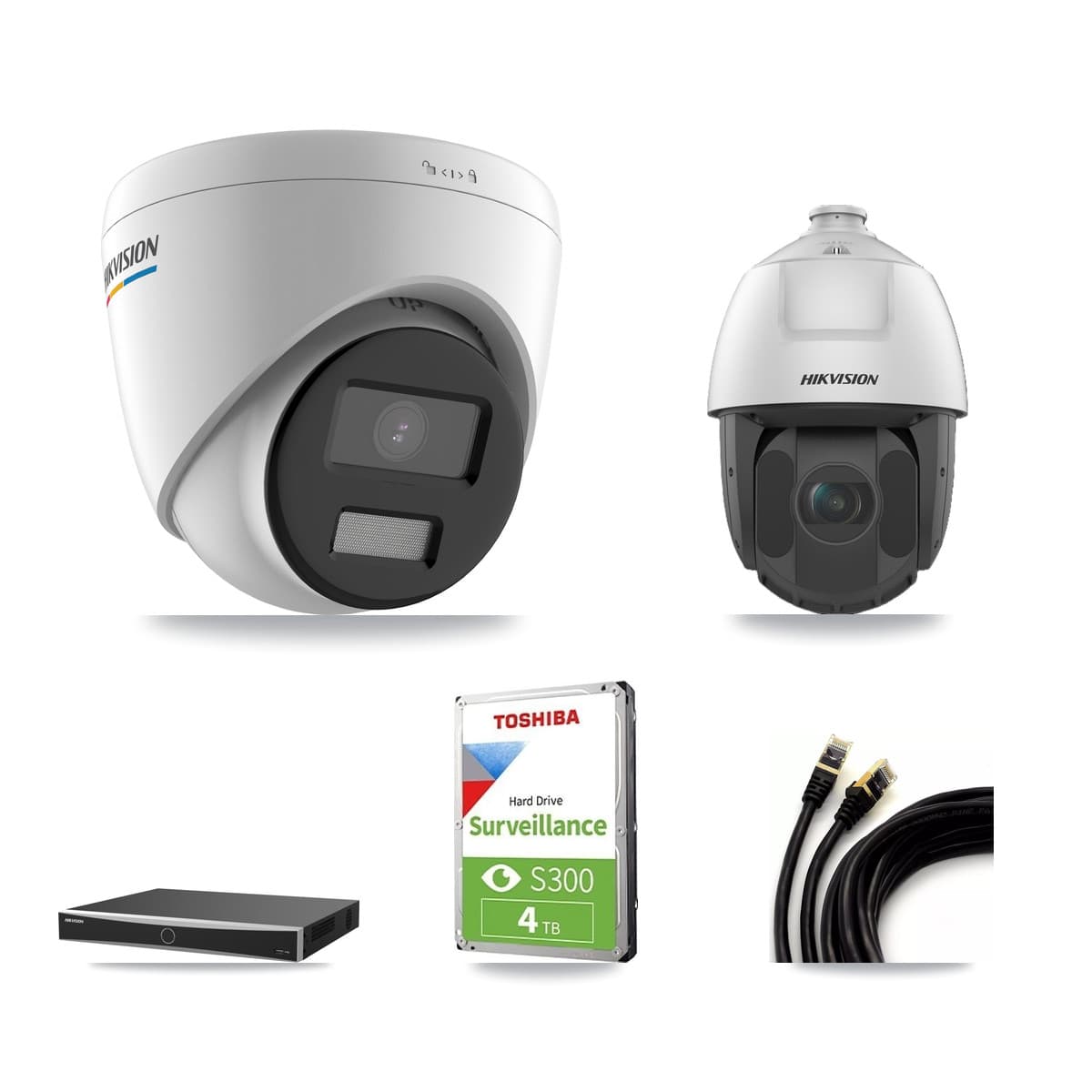 Hikvision 16-Channel 2MP CCTV Kit — 5 Turret + 1 PTZ Cameras + 4TB Recording (DS-7616NXI Recorder)