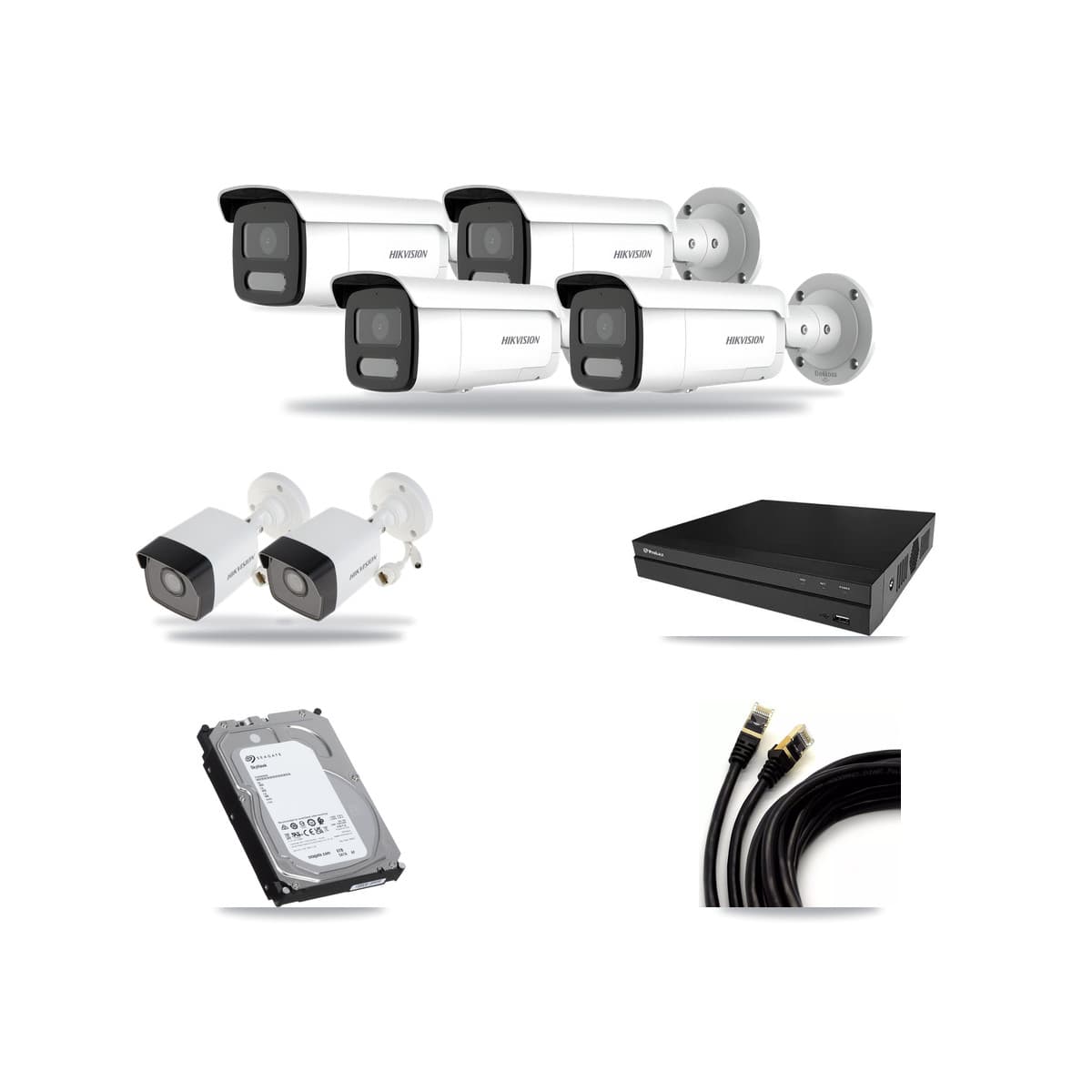 Hikvision & Prolux 8-Channel 4MP – 5MP CCTV Kit — 2 5MP + 4 4MP Bullet Cameras + 6TB Recording - Image 1