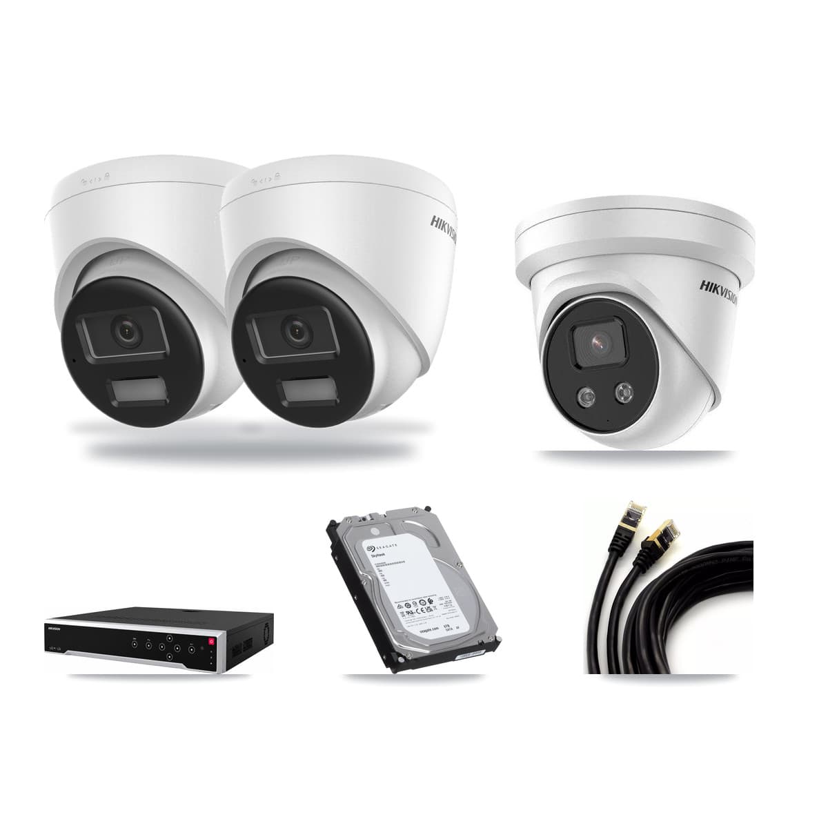 Hikvision 32-Channel 5MP – 4K CCTV Kit — 2 DS-2CD1383G2-LIU 4K + 1 DS-2CD3356G2-ISU 5MP Turret Cameras + 6TB Recording (DS-7732NI-M4/24P Recorder) - Image 1