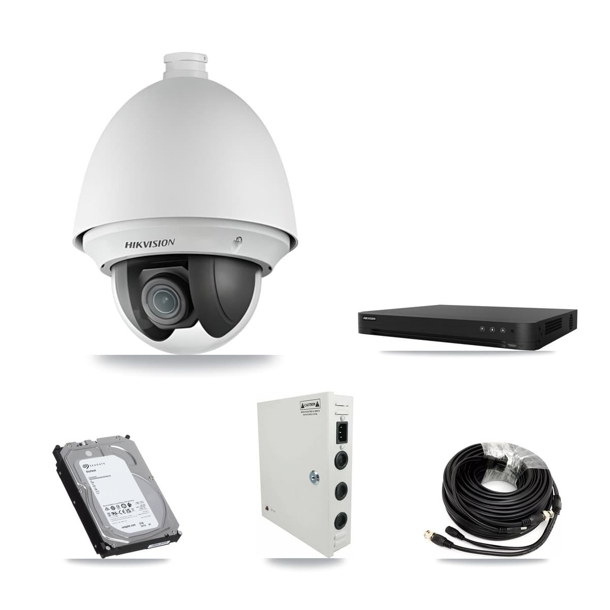 Hikvision 16-Channel 2MP CCTV Kit — 9 DS-2AE4225T PTZ Cameras + 6TB Recording (DS-7216HGHI Recorder)