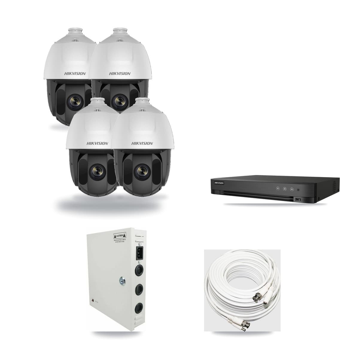 Hikvision 4-Channel 2MP CCTV Kit — 4 DS-2AE5225TI PTZ Cameras + 3TB Recording (IDS-7204HQHI Recorder) - Image 1