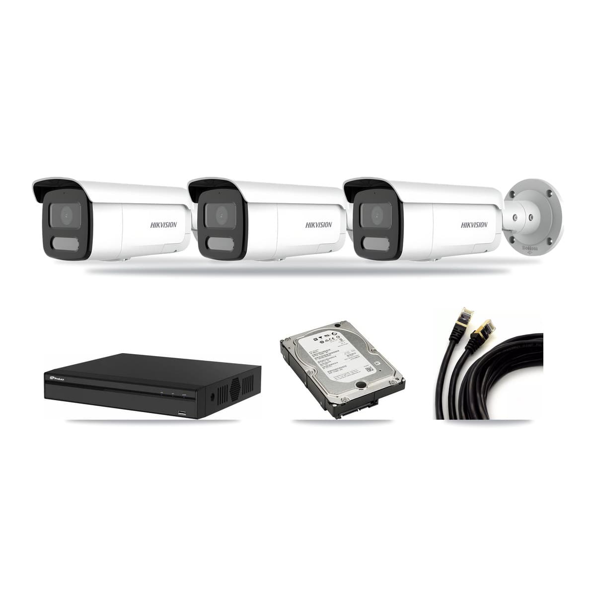 Hikvision & Prolux 4-Channel 4MP – 4K CCTV Kit — 2 4MP + 1 4K Bullet Cameras + 5TB Recording - Image 1