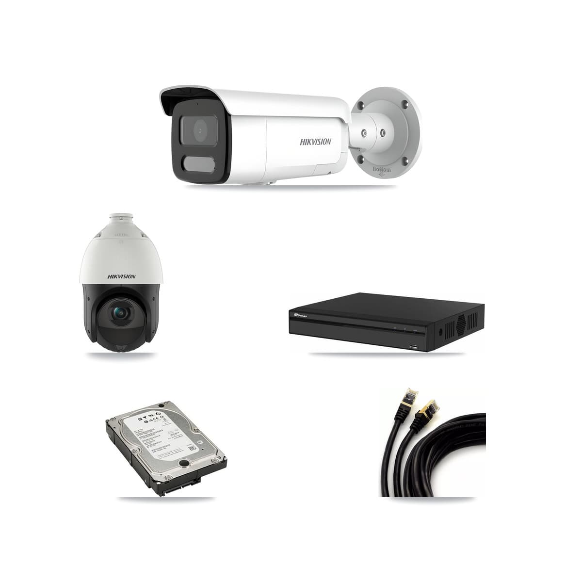 Hikvision & Prolux 4-Channel 4MP CCTV Kit — 3 Bullet + 1 PTZ Cameras + 5TB Recording