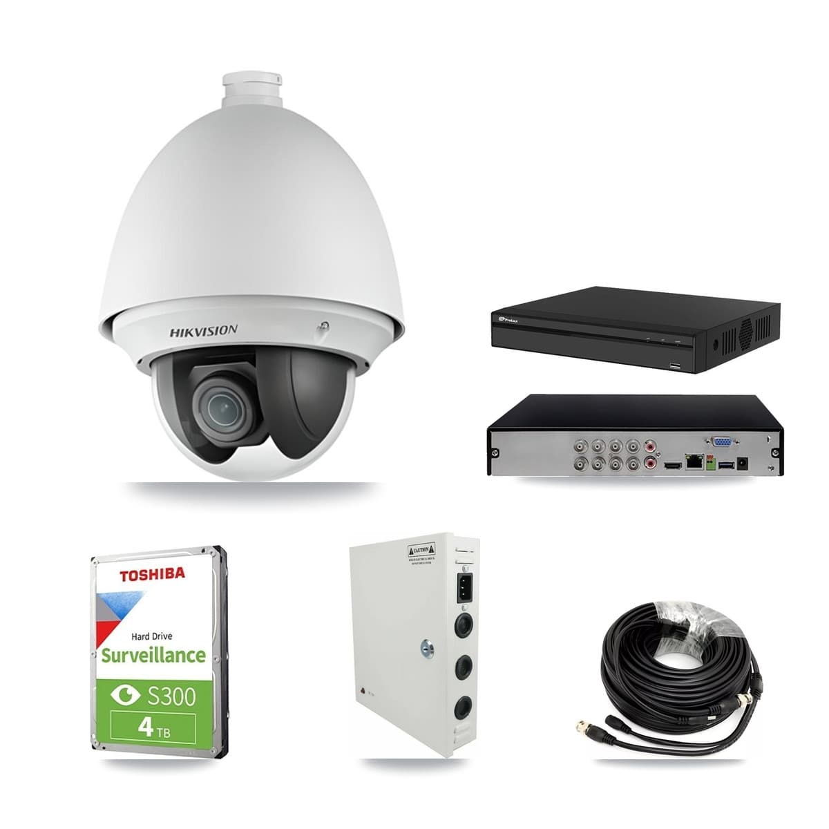 Hikvision & Prolux 8-Channel 2MP CCTV Kit — 6 DS-2AE4225T PTZ Cameras + 4TB Recording (PXD-5108HS Recorder)