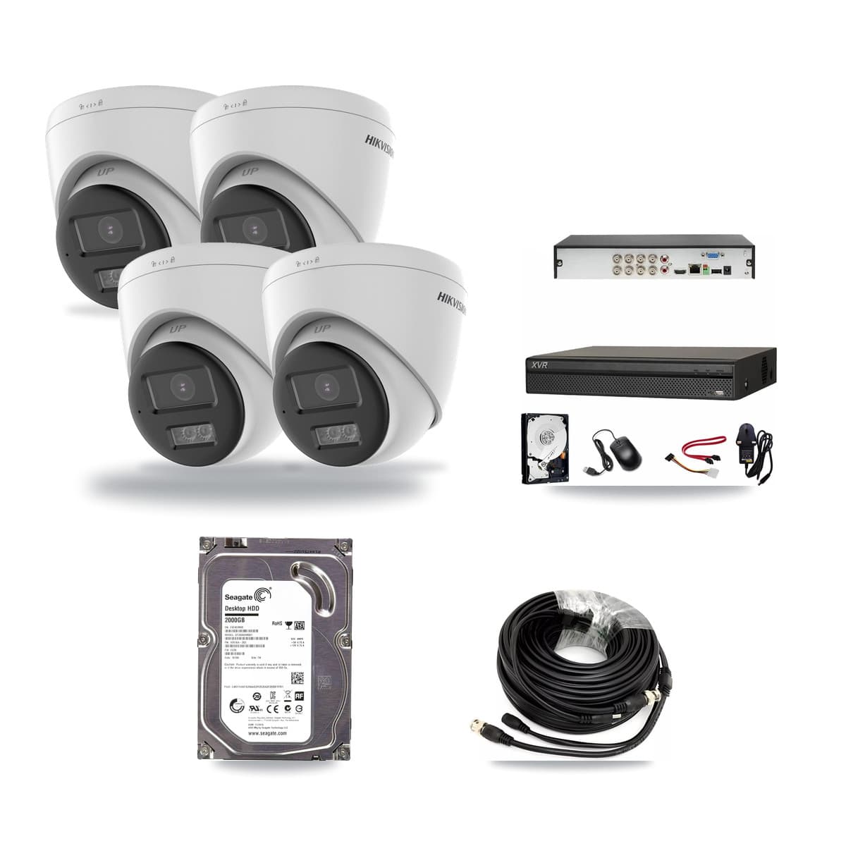 Hikvision & Dahua 8-Channel 5MP CCTV Kit — 4 DS-2CE78K0T-LTS Turret Cameras + 2TB Recording (XVR-3108AD-4K Recorder) - Image 1