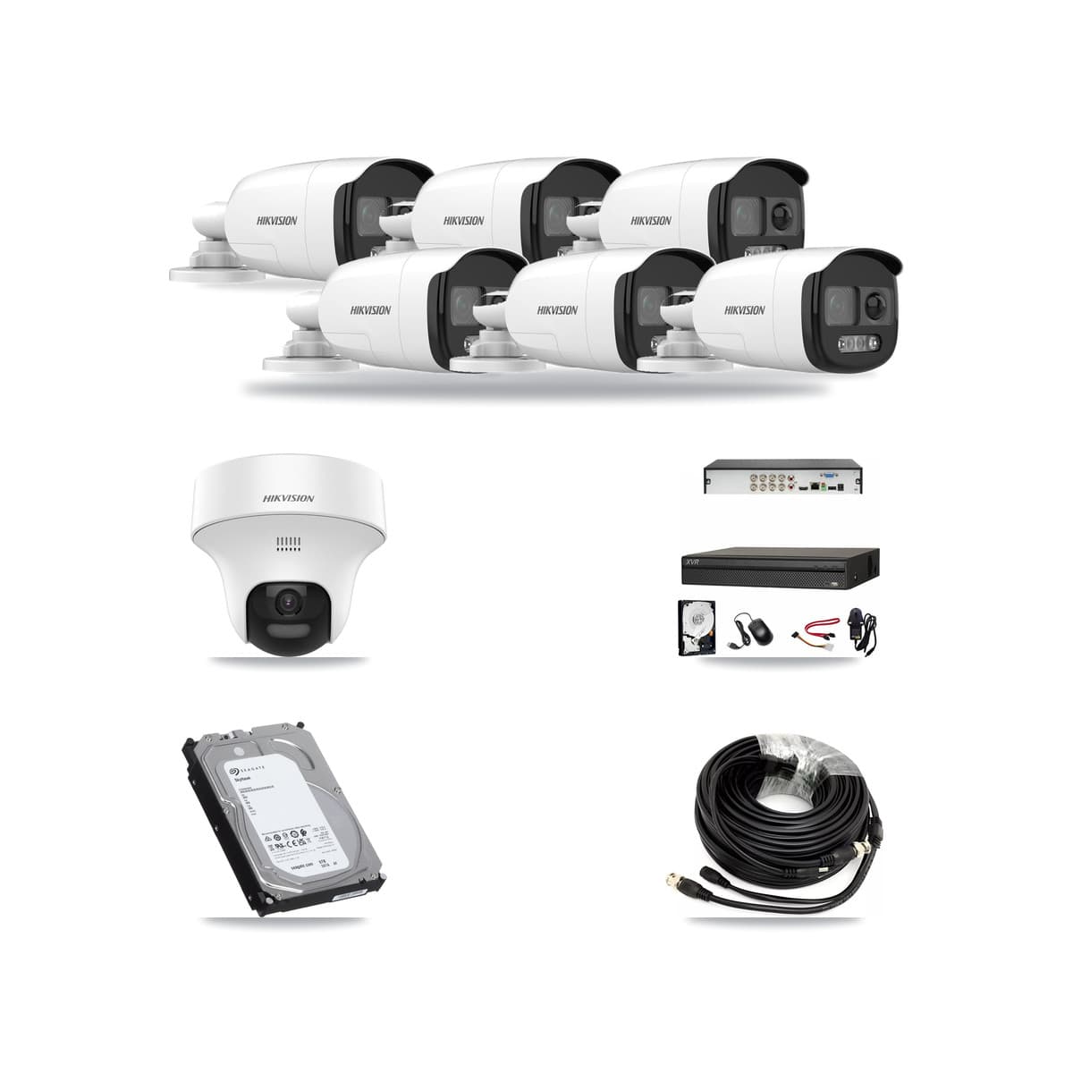 Hikvision & Dahua 8-Channel 5MP CCTV Kit — 6 Bullet + 1 Turret Cameras + 6TB Recording - Image 1