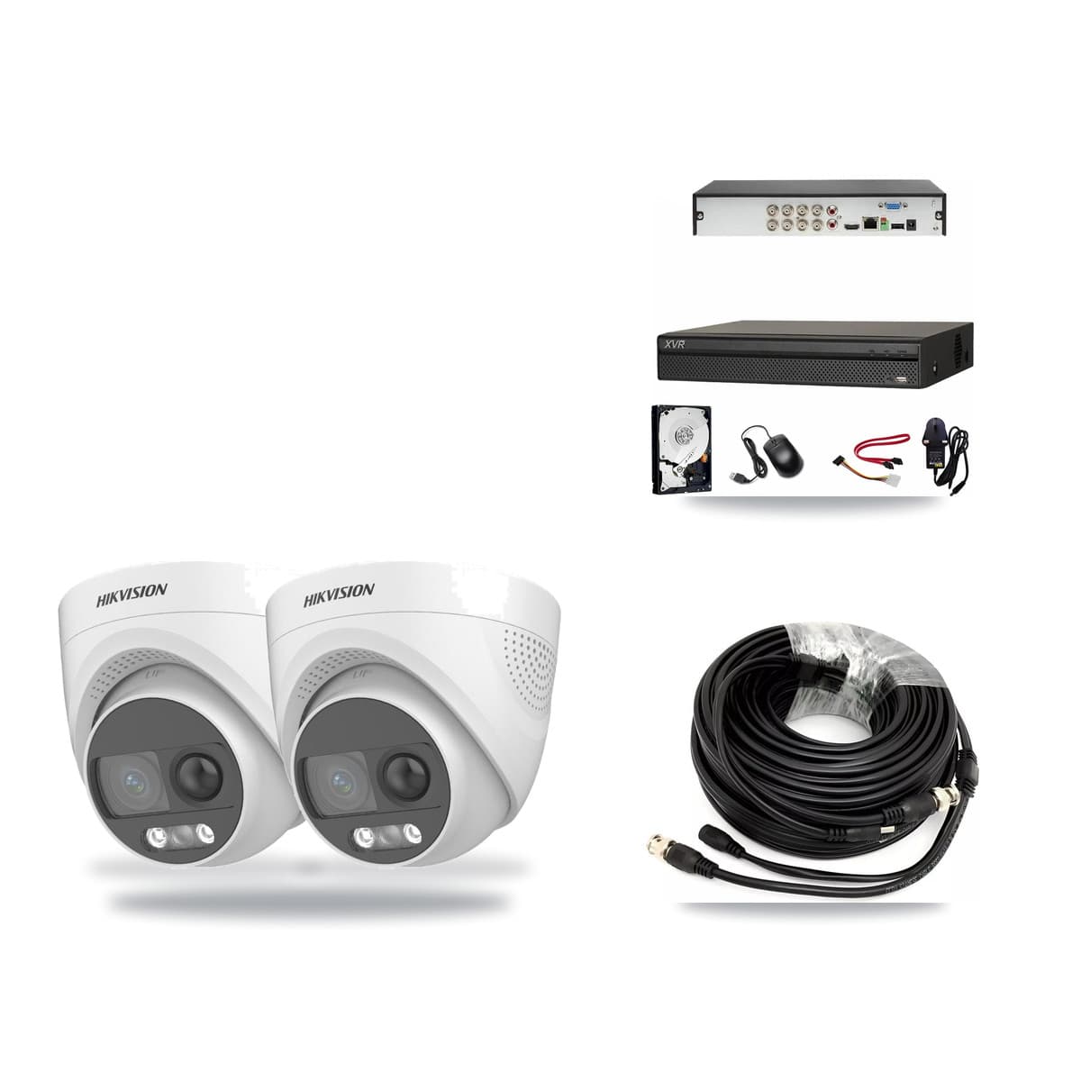 Hikvision & Dahua 8-Channel 5MP CCTV Kit — 2 DS-2CE72KF3T Turret Cameras + 3TB Recording (XVR-3108AD Recorder) - Image 1