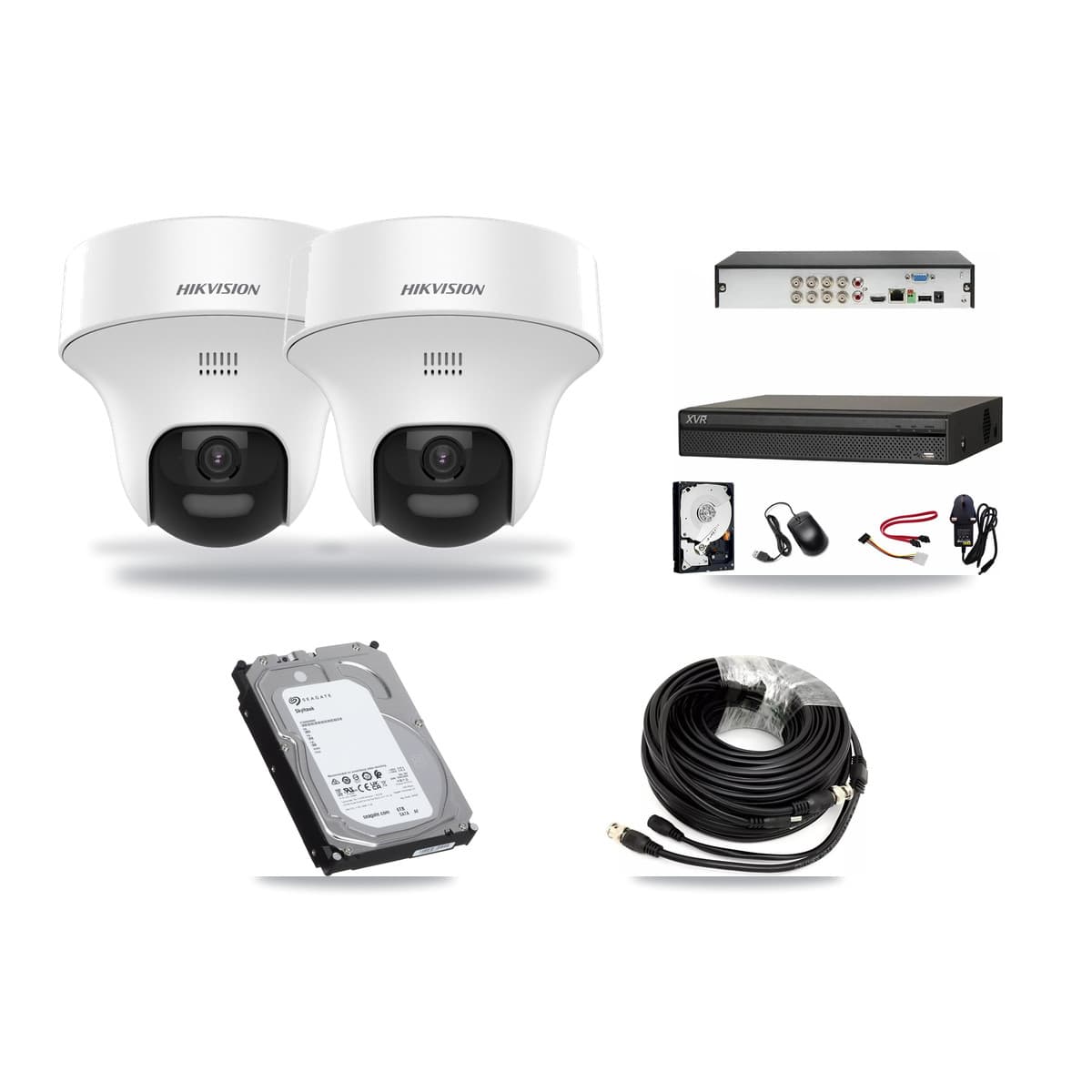 Hikvision & Dahua 8-Channel 5MP CCTV Kit — 2 DS-2CE70K0T Turret Cameras + 6TB Recording - Image 1