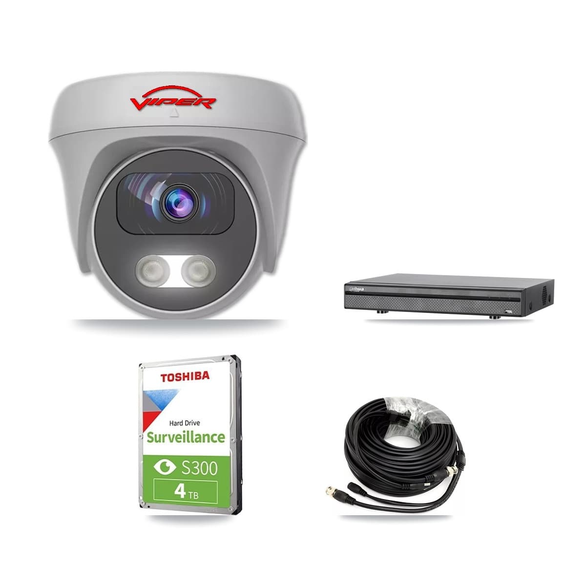 Viper & Dahua 8-Channel 5MP CCTV Kit — 3 White Cameras + 4TB Recording (DH-XVR5108H Recorder) - Image 1