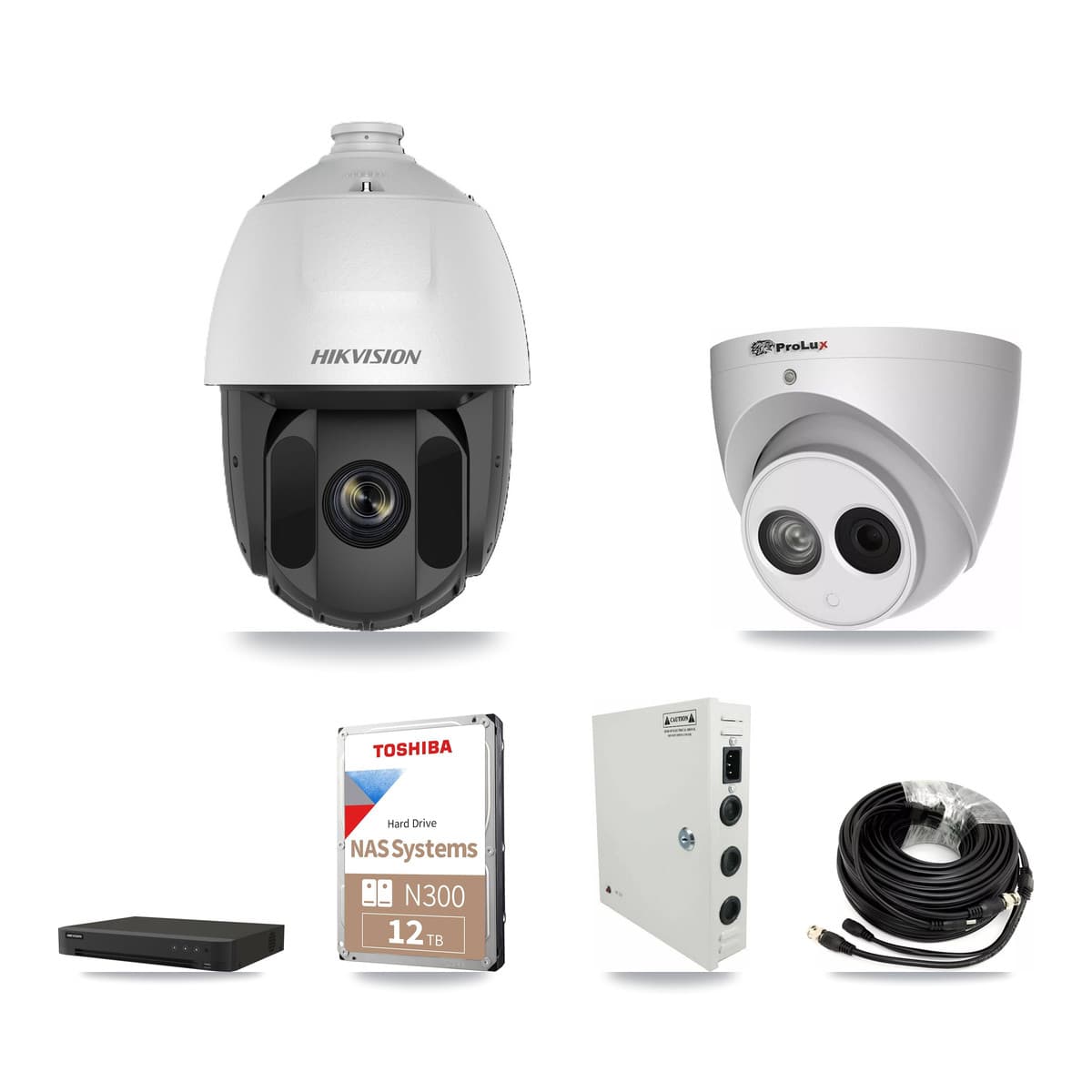 Hikvision & Prolux 16-Channel 2MP – 4MP CCTV Kit — 15 DS-2AE5225TI 2MP PTZ + 1 PXC-612C4W-A 4MP Turret Cameras + 12TB Recording - Image 1