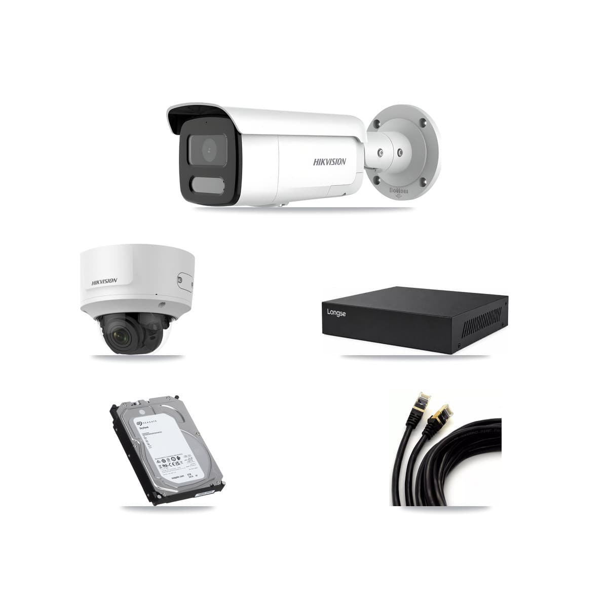Hikvision & Longse 8-Channel 2MP – 4MP CCTV Kit — 2 2MP Dome + 4 4MP Bullet Cameras + 6TB Recording