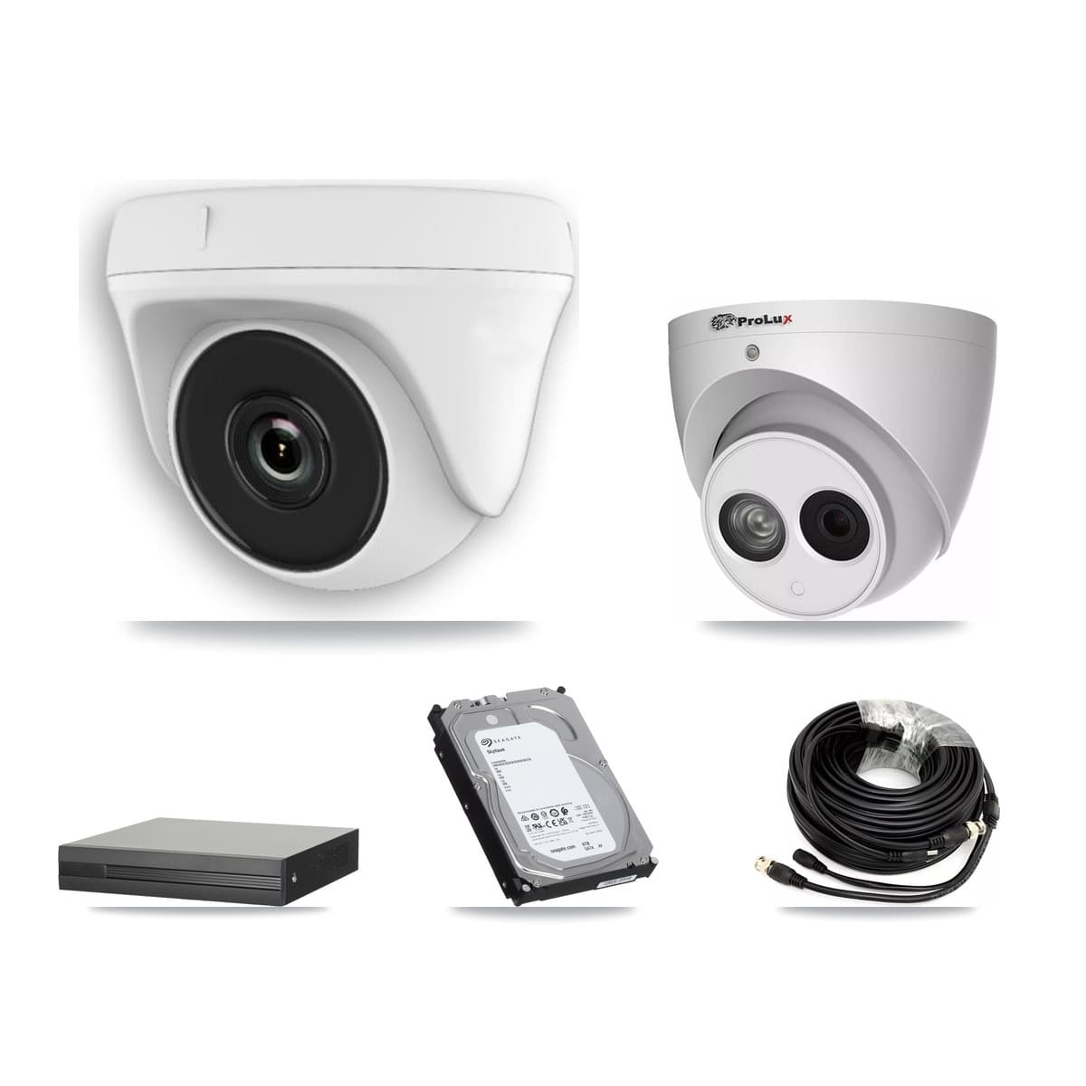 Prolux 16-Channel 2MP – 4MP CCTV Kit — 7 White 2MP Dome + 1 4MP Turret Cameras + 6TB Recording (XVR-3116HS Recorder)