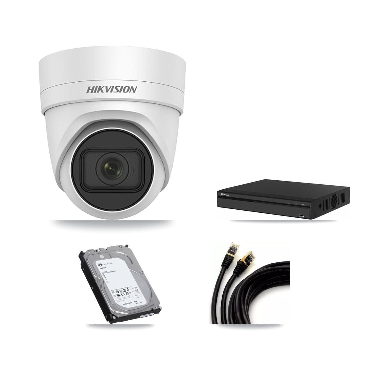 Hikvision & Prolux 4-Channel 4MP CCTV Kit — 4 DS-2CD2H45FWD Turret Cameras + 6TB Recording