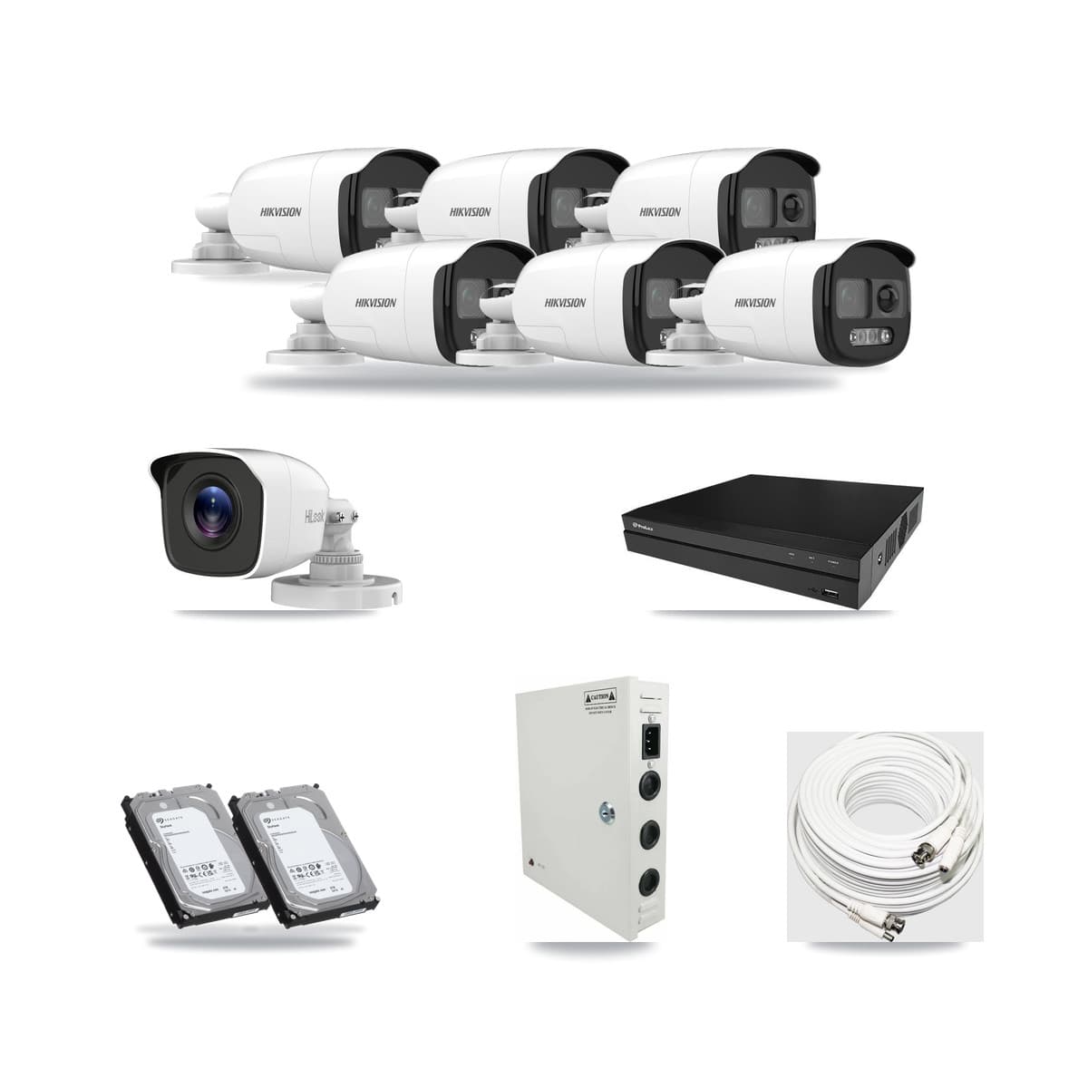 8-Channel 4MP – 5MP CCTV Kit — 6 5MP + 1 4MP Bullet Cameras + 2× 6TB Recording - Image 1