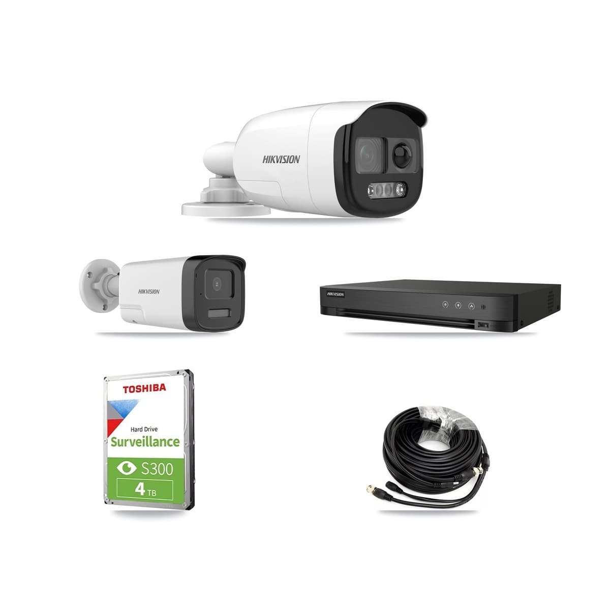 Hikvision 4-Channel 5MP CCTV Kit — 2 DS-2CE12KF3T + 1 DS-2CE17K0T Bullet Cameras + 4TB Recording