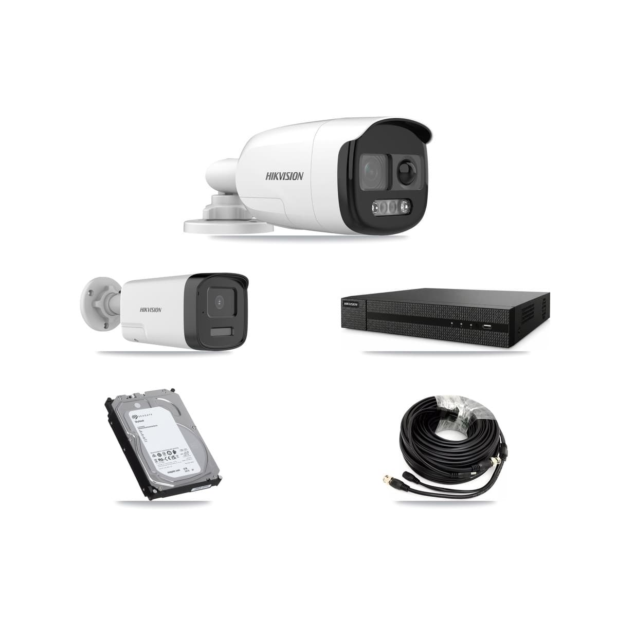 Hikvision 8-Channel 5MP CCTV Kit — 2 DS-2CE12KF3T + 2 DS-2CE17K0T Bullet Cameras + 6TB Recording (DVR-8CH Recorder)