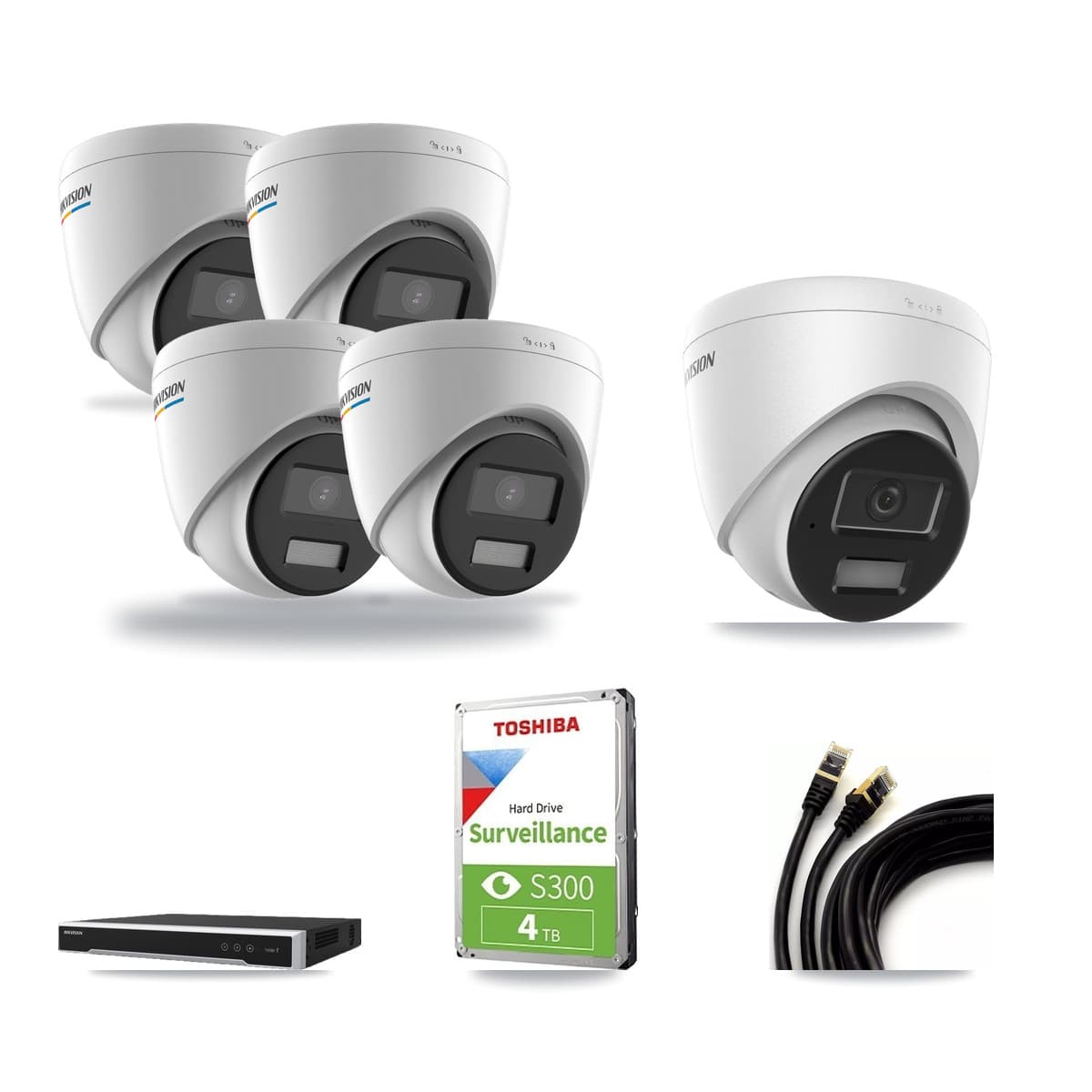 Hikvision 16-Channel 2MP – 4MP CCTV Kit — 4 2MP + 1 4MP Turret Cameras + 4TB Recording - Image 1