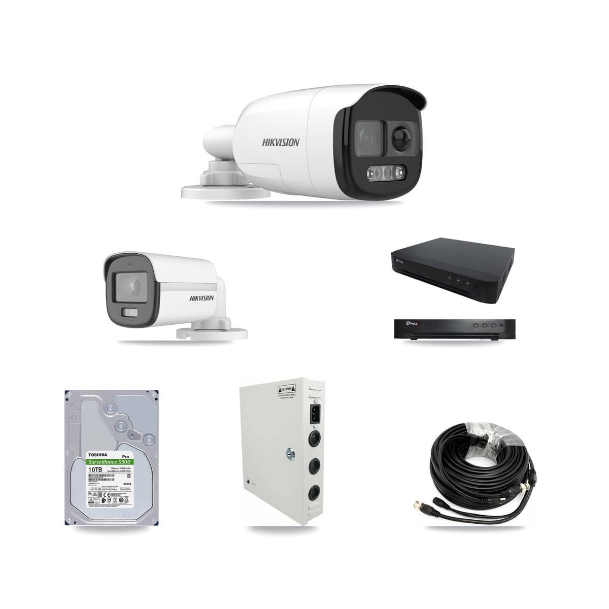 Hikvision & Prolux 16-Channel 5MP CCTV Kit — 1 DS-2CE12KF0T + 11 DS-2CE12KF3T Bullet Cameras + 10TB Recording