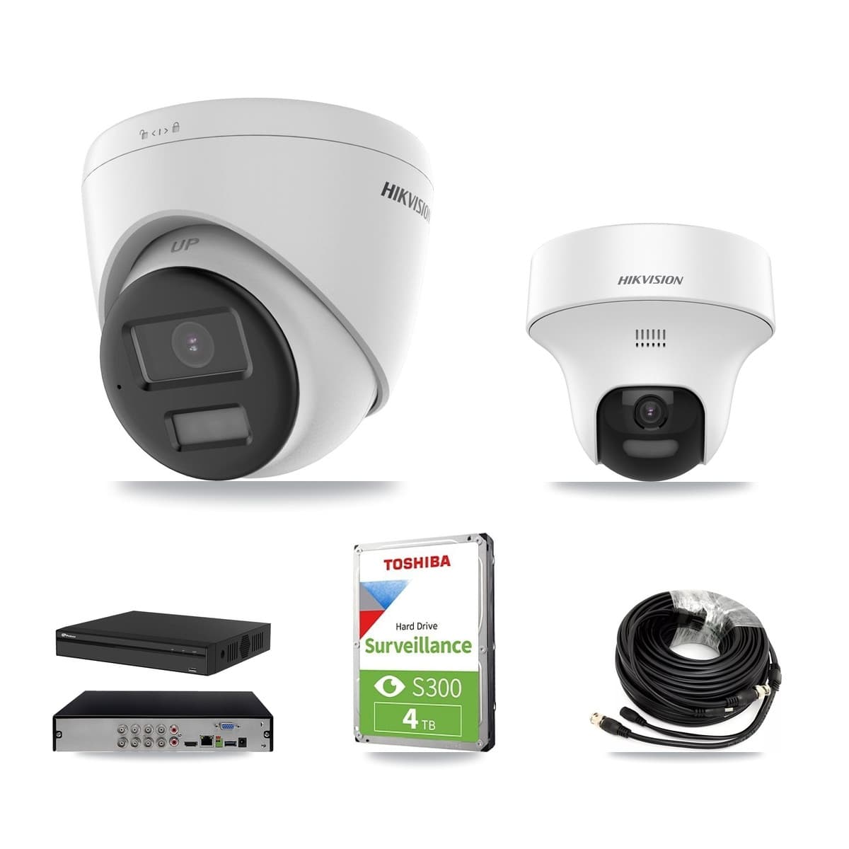 Hikvision & Prolux 8-Channel 5MP CCTV Kit — 1 DS-2CE70K0T + 2 DS-2CE78K0T Turret Cameras + 4TB Recording