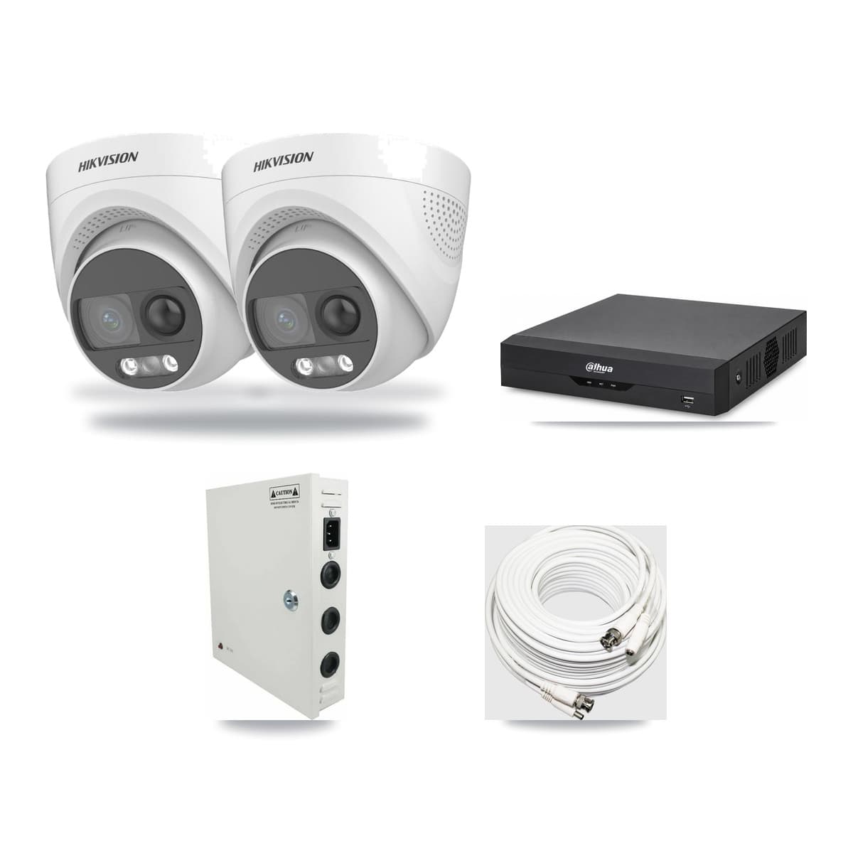 Hikvision & Dahua 4-Channel 5MP CCTV Kit — 2 DS-2CE72KF3T Turret Cameras + 3TB Recording - Image 1