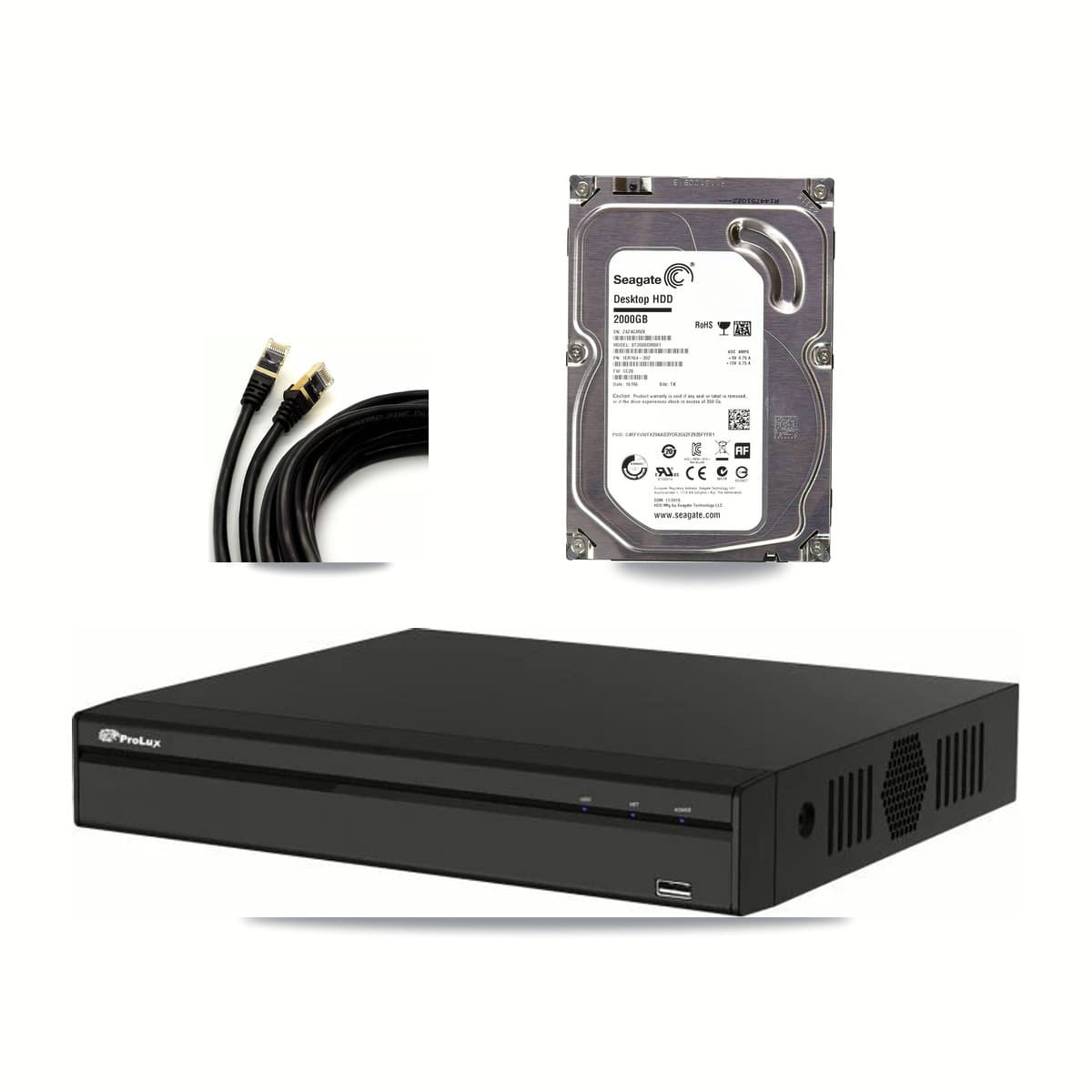 Prolux 4-channel CCTV kit: 1 camera (1× 5MP Dome), 2TB hard drive