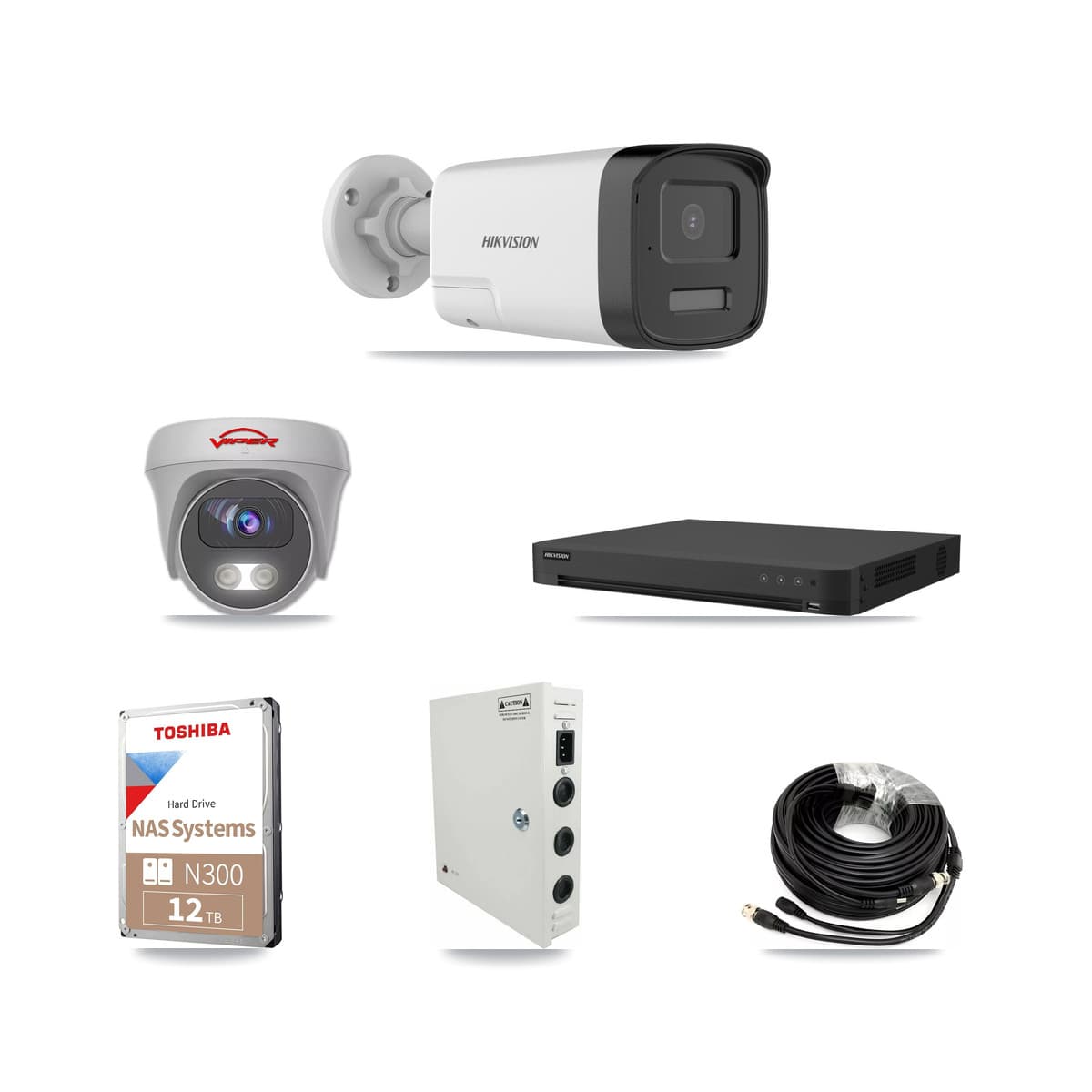 Hikvision & Viper 32-Channel 5MP CCTV Kit — 31 DS-2CE17K0T Bullet + 1 VIPER-5MP-3K Cameras + 2× 12TB Recording