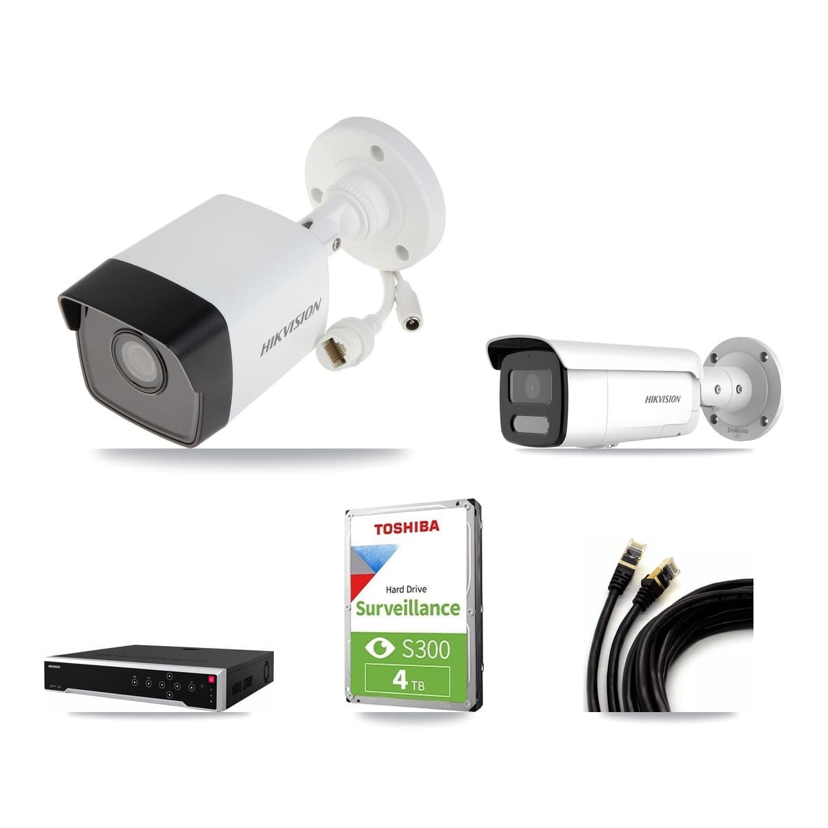 Hikvision 32-Channel 4MP – 5MP CCTV Kit — 2 5MP + 1 4MP Bullet Cameras + 4TB Recording
