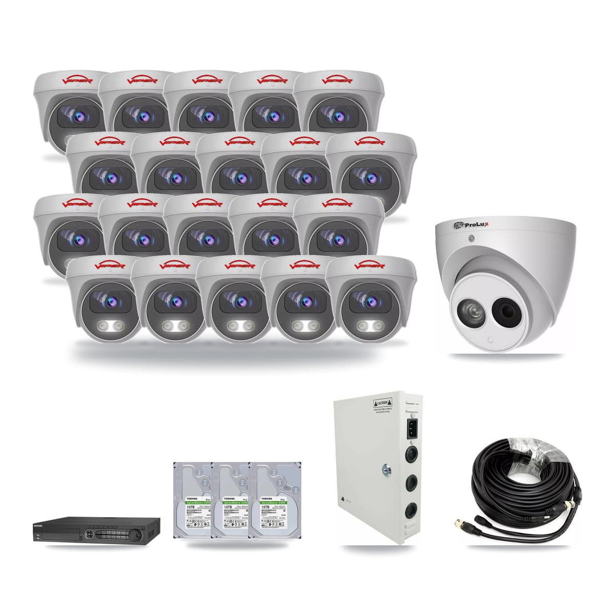 32-Channel 4MP – 5MP CCTV Kit — 1 4MP Turret + 20 5MP Cameras + 3× 10TB Recording - Image 1
