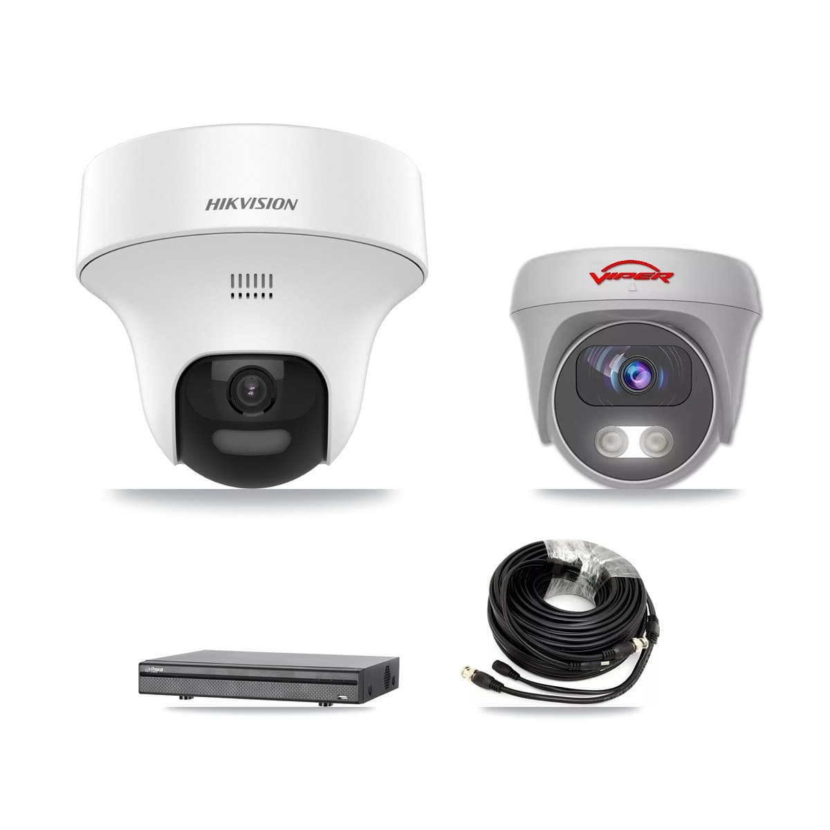 8-Channel 5MP CCTV Kit — 5 DS-2CE70K0T Turret + 1 White VIPER-5MP-3K Cameras + 8TB Recording (DH-XVR5108H Recorder)