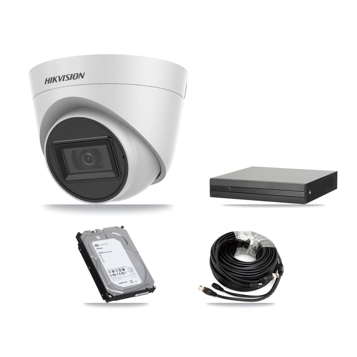 Hikvision 4-Channel 5MP CCTV Kit — 3 White Turret Cameras + 6TB Recording (XVR-3104HS Recorder)