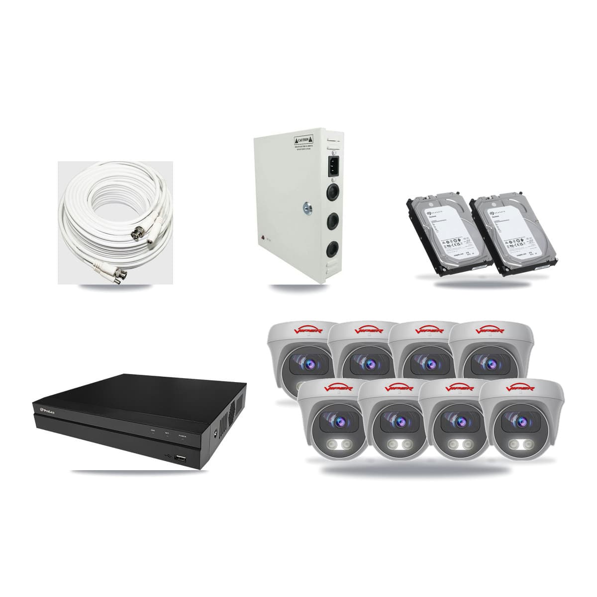 Prolux 8-channel CCTV kit: 8 cameras (8× 5MP Camera), 2× 6TB hard drive