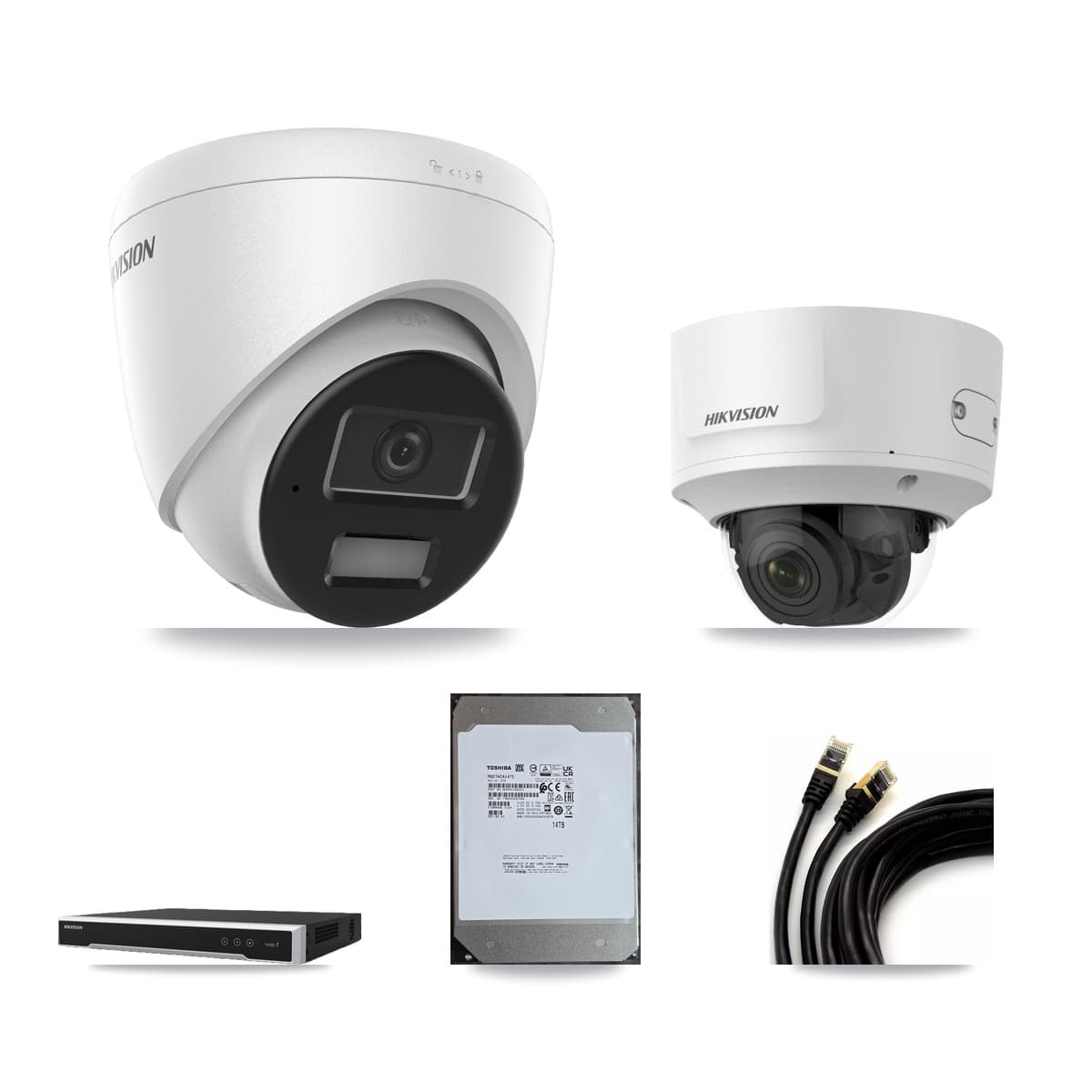 Hikvision 16-Channel 2MP – 4MP CCTV Kit — 11 4MP Turret + 1 2MP Dome Cameras + 14TB Recording (DS-7616NI-M2 Recorder)