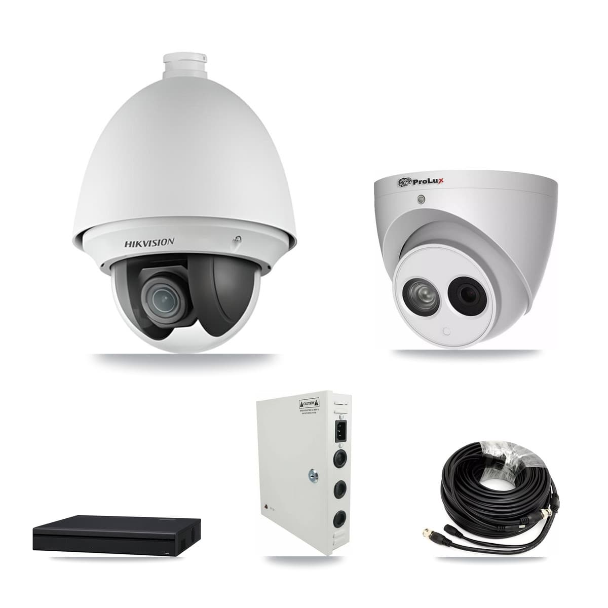 Hikvision & Prolux 8-Channel 2MP – 4MP CCTV Kit — 3 2MP PTZ + 1 4MP Turret Cameras + 3TB Recording (XVR-3108AD Recorder)