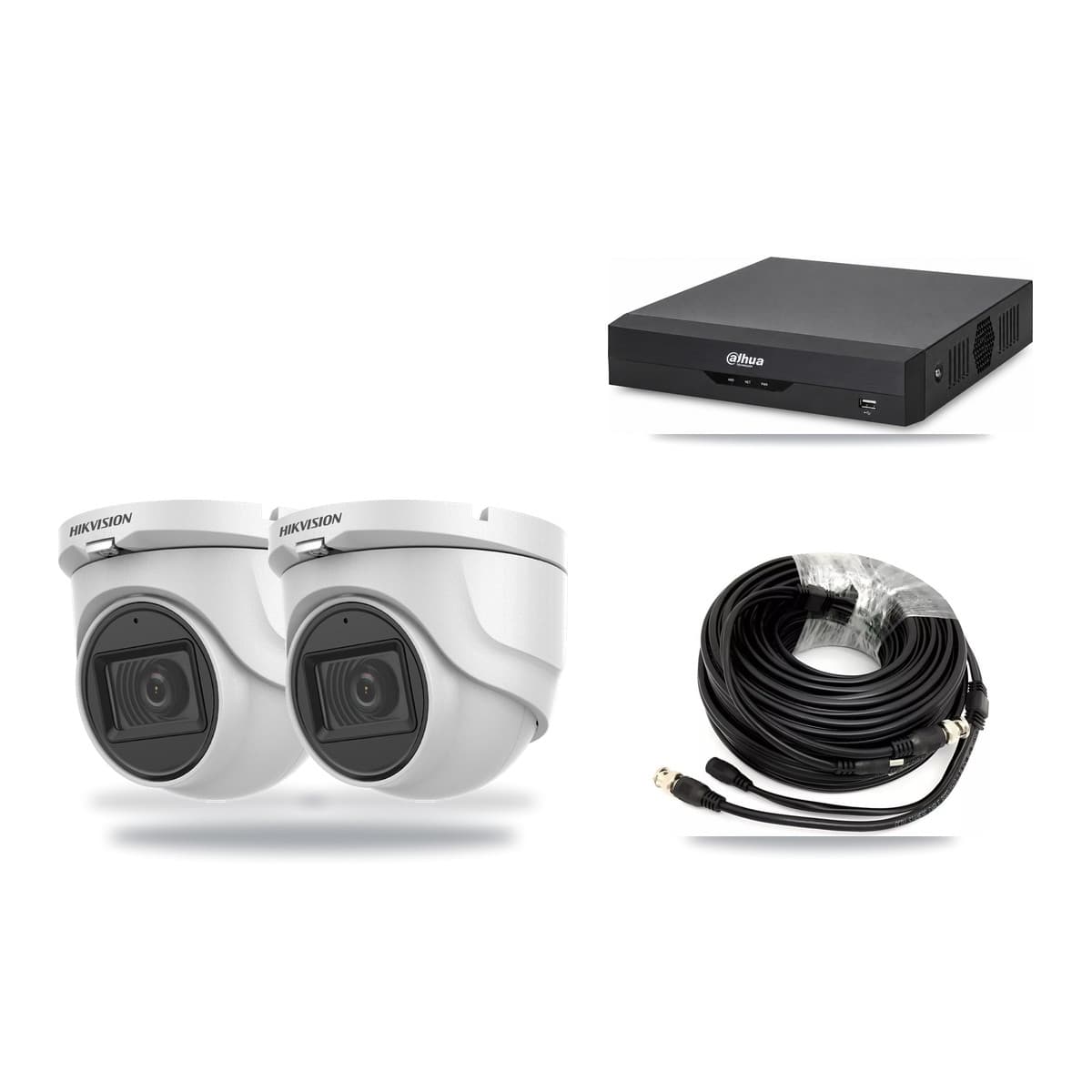 Hikvision & Dahua 4-Channel 5MP CCTV Kit — 2 DS-2CE76H0T Turret Cameras + 3TB Recording - Image 1
