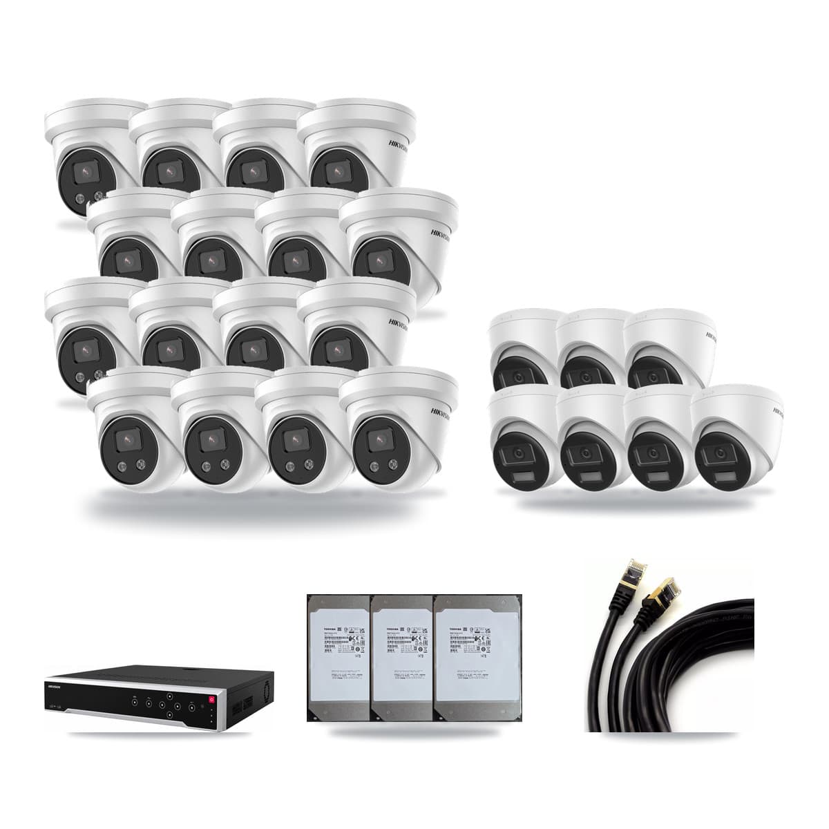 Hikvision 32-Channel 5MP – 4K CCTV Kit — 7 4K + 16 5MP Turret Cameras + 3× 14TB Recording - Image 1