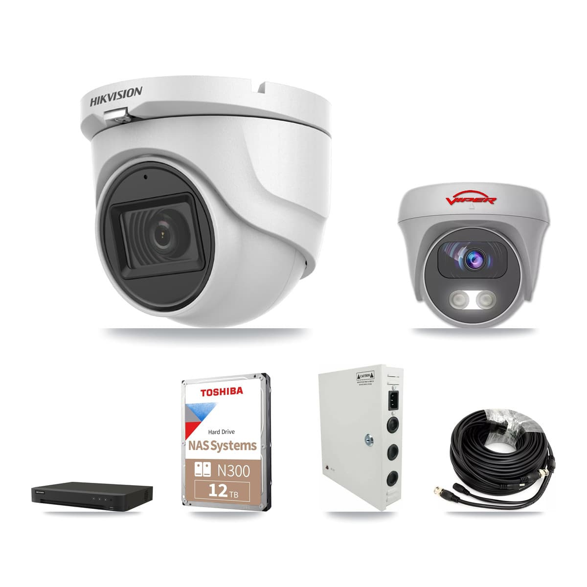 Hikvision & Viper 16-Channel 5MP CCTV Kit — 15 DS-2CE76H0T Turret + 1 VIPER-5MP-3K Cameras + 12TB Recording - Image 1