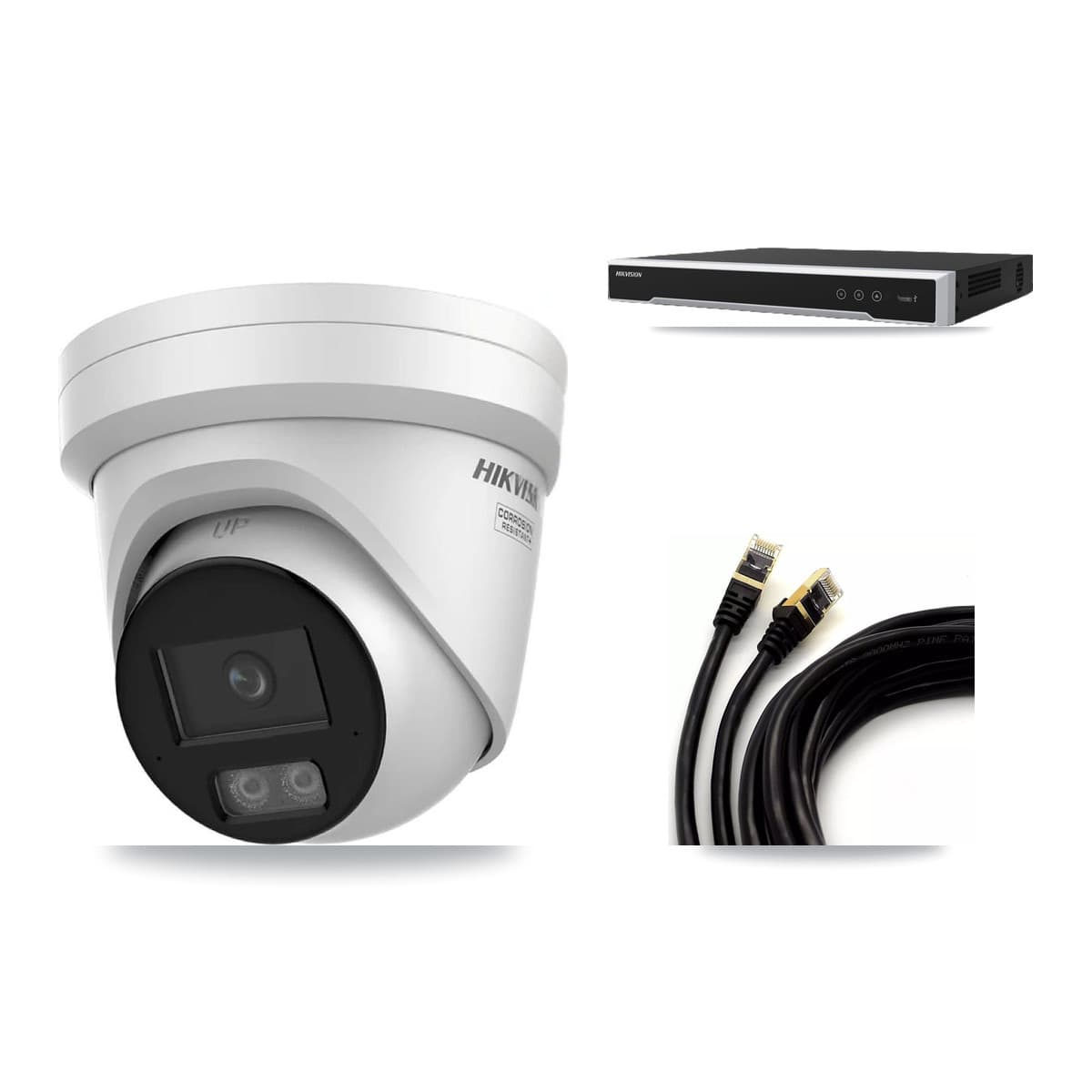 Hikvision 8-Channel 4K CCTV Kit — 3 DS-2CD2387G3 Turret Cameras + 8TB Recording (DS-7608NI-M2 Recorder)