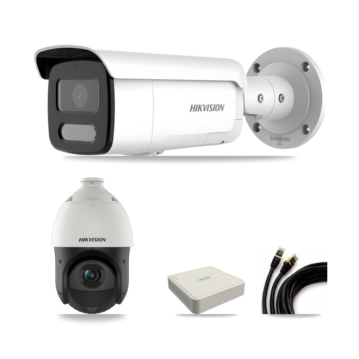 Hikvision & HiLook 8-Channel 4MP CCTV Kit — 1 Bullet + 1 PTZ Cameras + 3TB Recording (NVR-108H-D Recorder) - Image 1