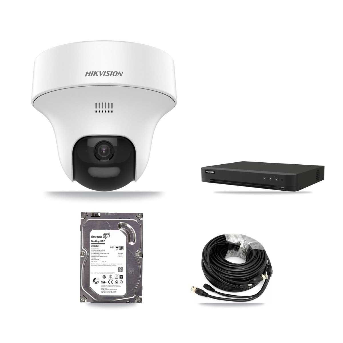 Hikvision 8-Channel 5MP CCTV Kit — 6 DS-2CE70K0T-PTLTS Turret Cameras + 2TB Recording (IDS-7208HUHI-M1/XT Recorder)