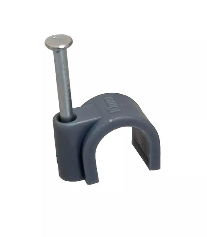 6mm Round Cable Clips Grey Twin and Earth Fixing Clips 100 Pack - Image 1
