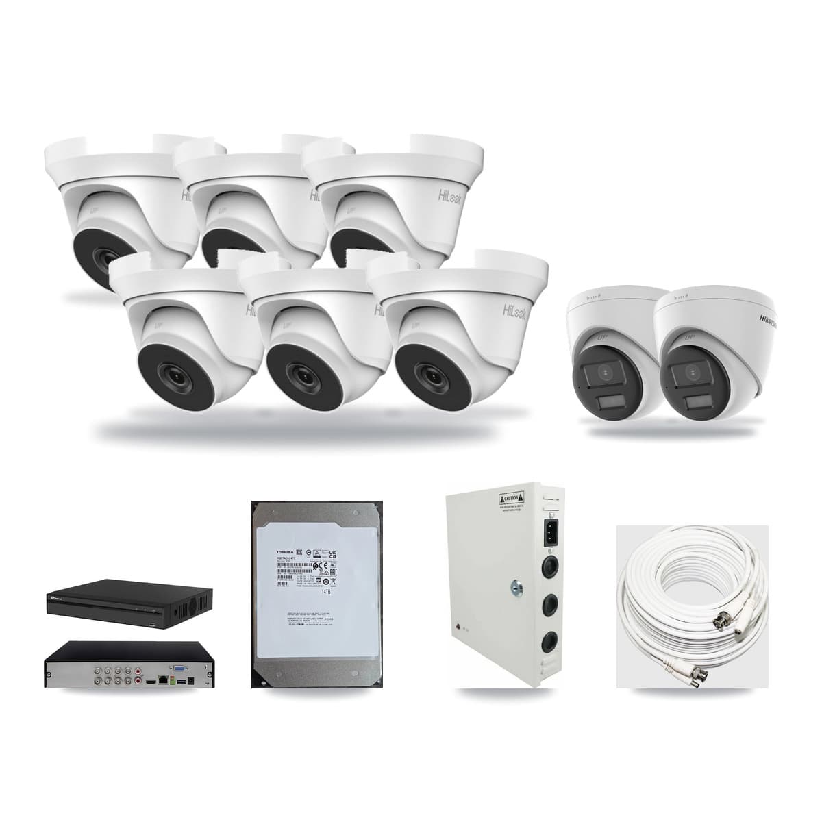 8-Channel 4MP – 4K CCTV Kit — 2 4K + 6 4MP Turret Cameras + 14TB Recording - Image 1