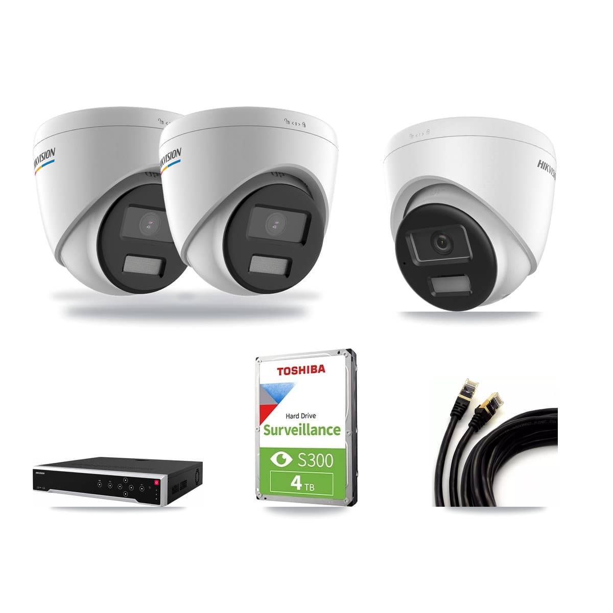 Hikvision 32-Channel 2MP – 4K CCTV Kit — 2 2MP + 1 4K Turret Cameras + 4TB Recording - Image 1