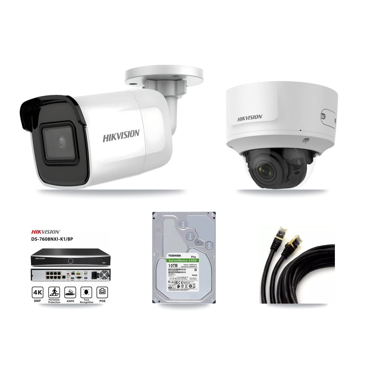 Hikvision 8-Channel 2MP – 4K CCTV Kit — 4 4K Bullet + 2 2MP Dome Cameras + 10TB Recording - Image 1
