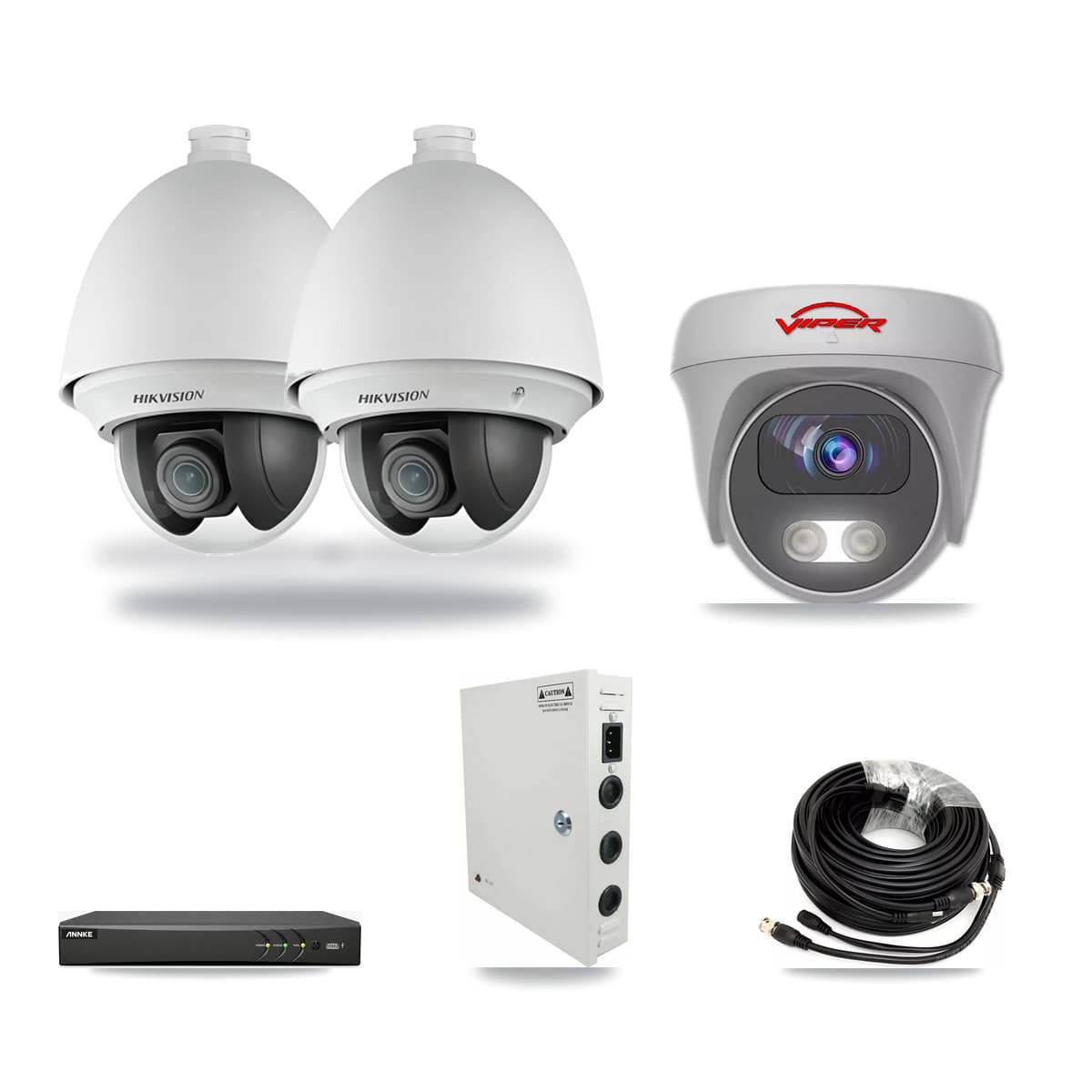 4-Channel 2MP – 5MP CCTV Kit — 2 2MP PTZ + 1 White 5MP Cameras + 3TB Recording (AN-DV4-8MP Recorder) - Image 1