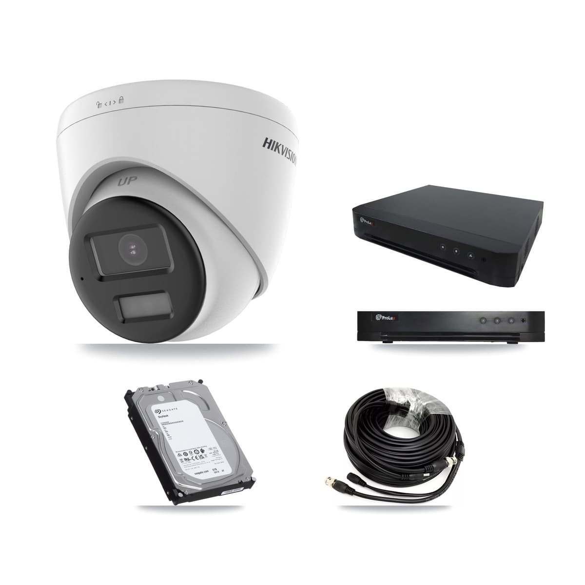 Hikvision & Prolux 16-Channel 5MP CCTV Kit — 5 DS-2CE78K0T-LPTS Turret Cameras + 6TB Recording (PXD-8216-HYK4MP Recorder)