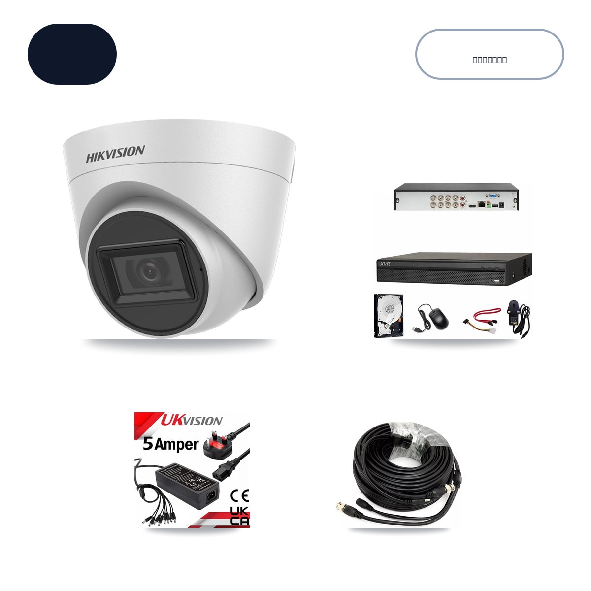 Dahua XVR-3108AD-4K 8-Channel DVR CCTV Kit — 6× Hikvision DS-2CE78H0T-IT3FS White 5MP Cameras + 6TB HDD