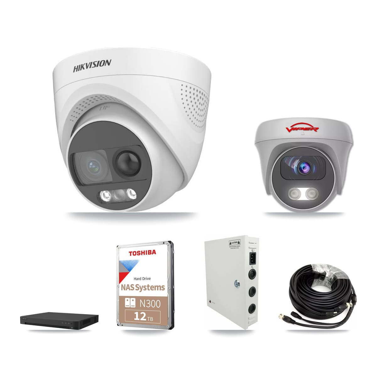 Hikvision & Viper 32-Channel 5MP CCTV Kit — 31 DS-2CE72KF3T Turret + 1 VIPER-5MP-3K Cameras + 2× 12TB Recording