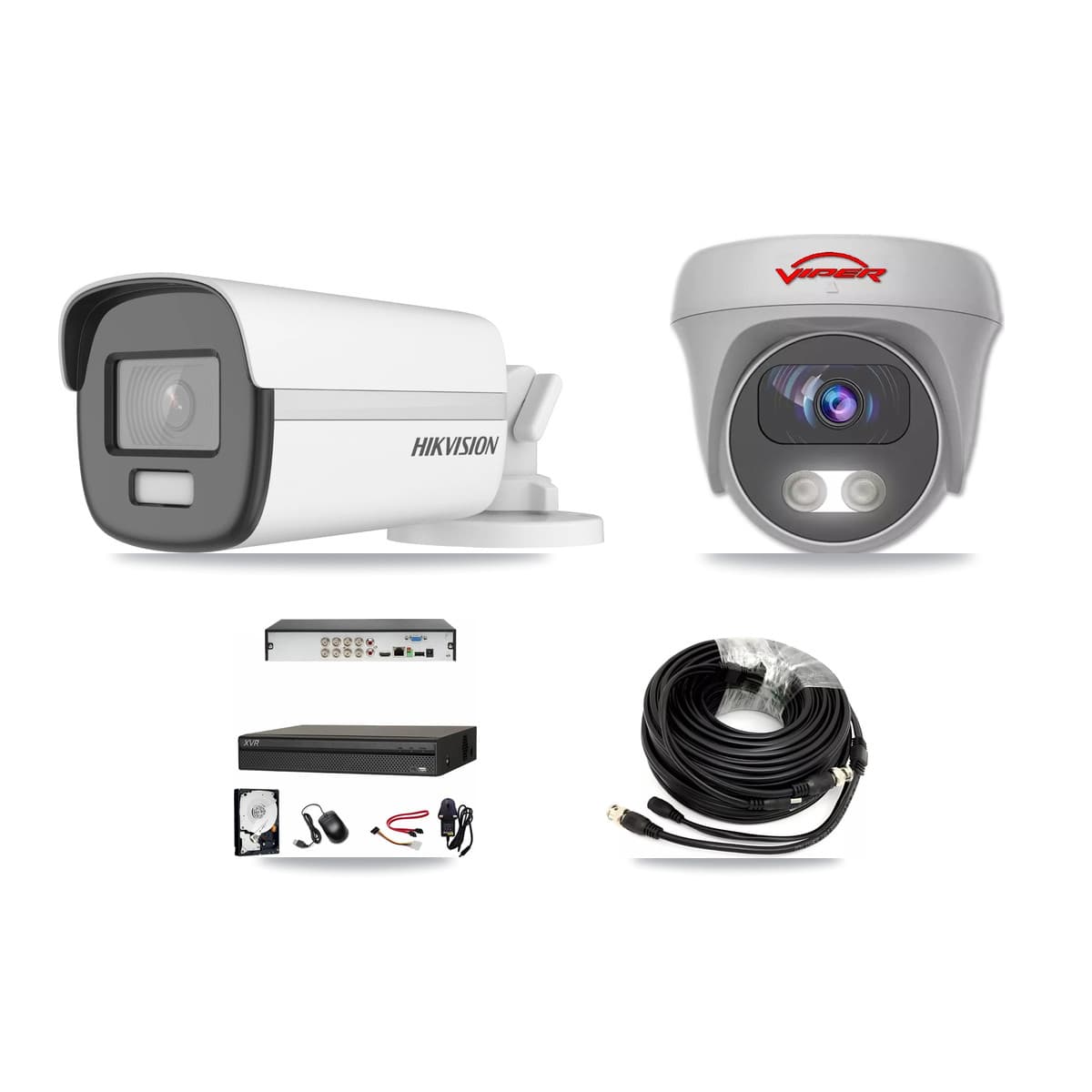 8-Channel 5MP – 4K CCTV Kit — 2 4K Bullet + 2 White 5MP Cameras + 8TB Recording (XVR-3108AD Recorder) - Image 1