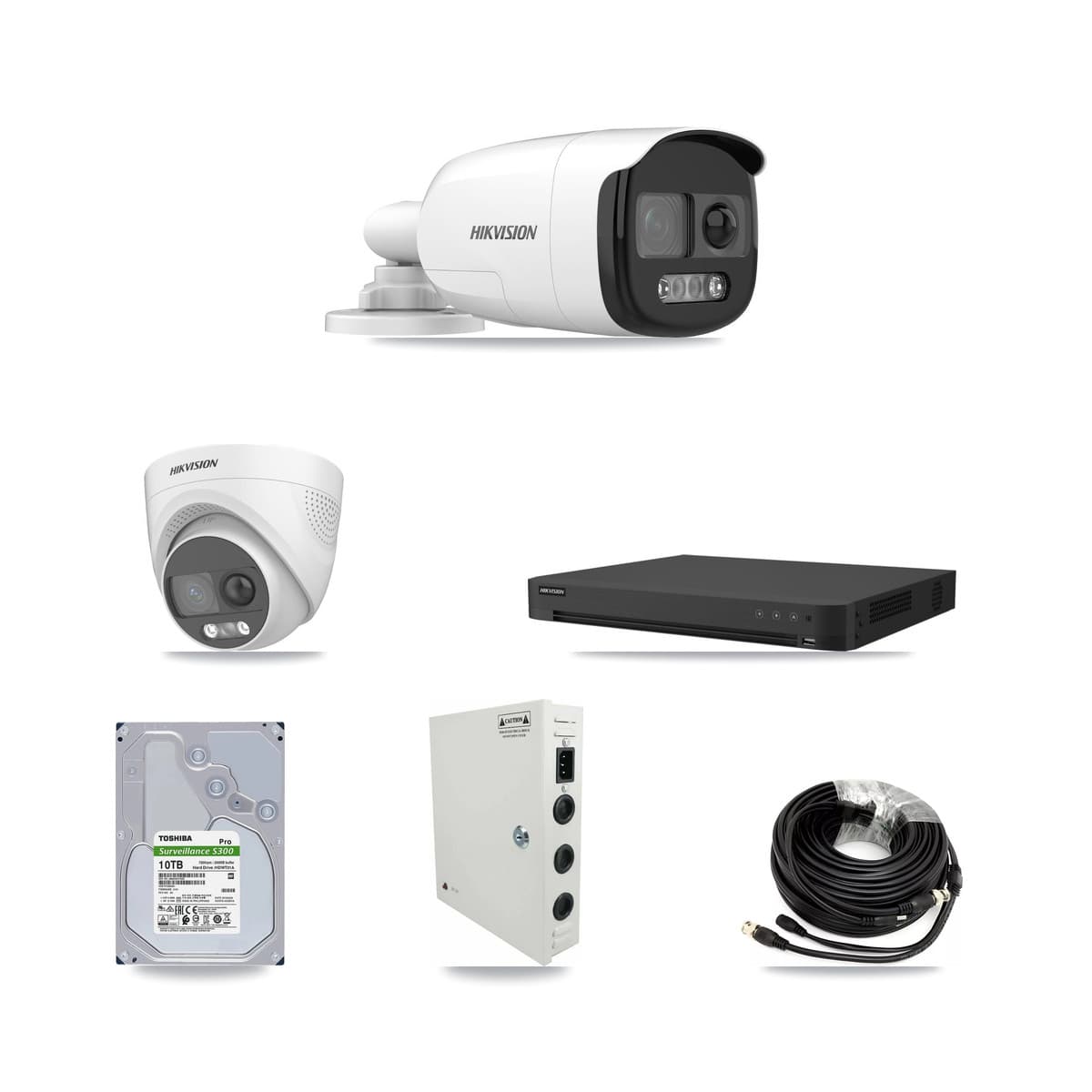 Hikvision 32-Channel 5MP CCTV Kit — 15 DS-2CE12KF3T Bullet + 1 DS-2CE72KF3T Turret Cameras + 2× 10TB Recording